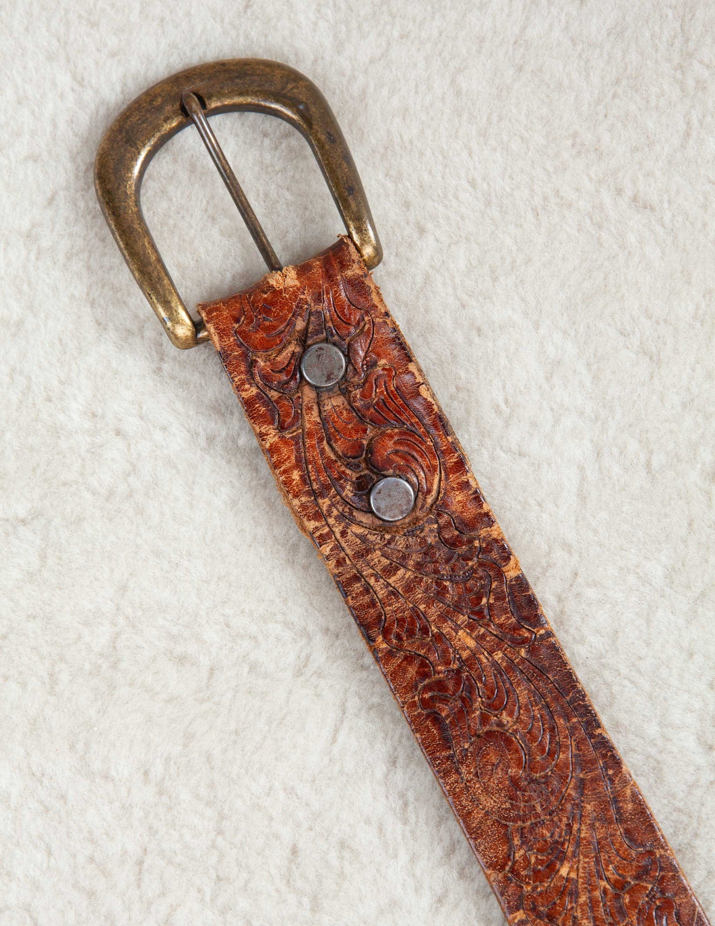 Vintage Tooled Leather Belt