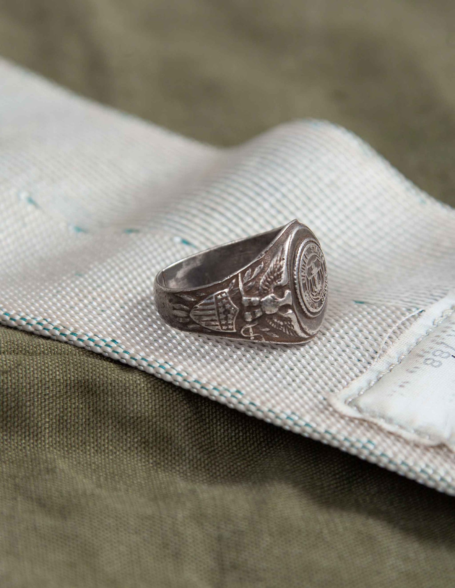 Vintage Sterling United States Maritime Service Ring - Size 10.5