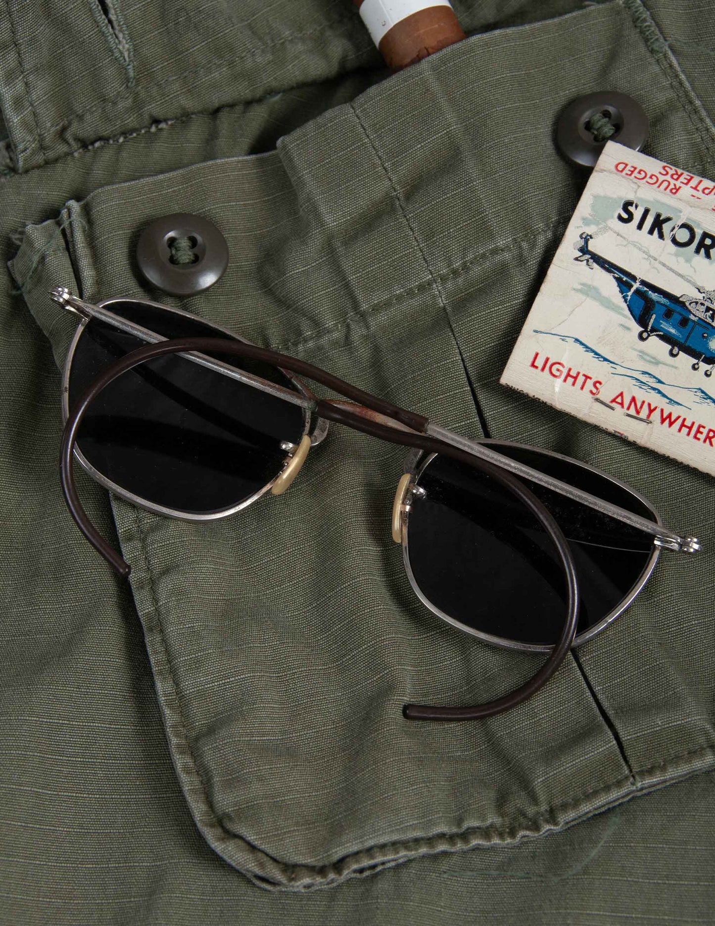 Vintage U.S. Military Issue G-15 Sunglasses with Cable Temples