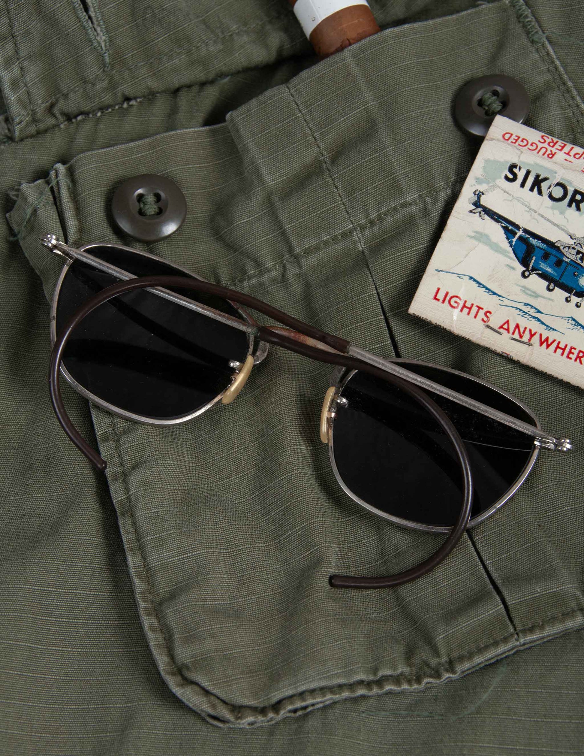 Vintage U.S. Military Issue G-15 Sunglasses with Cable Temples