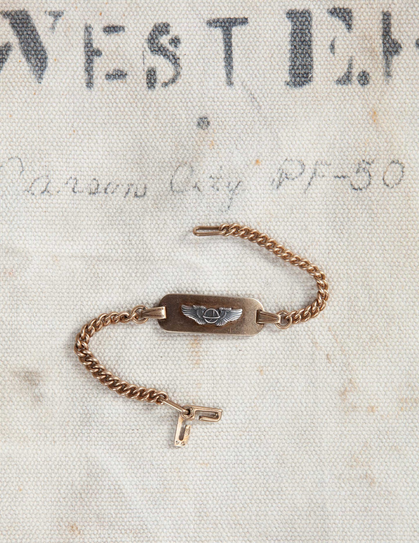WWII U.S. Army Air Corps Gold-Filled ID Bracelet with Pilot Wings Emblem