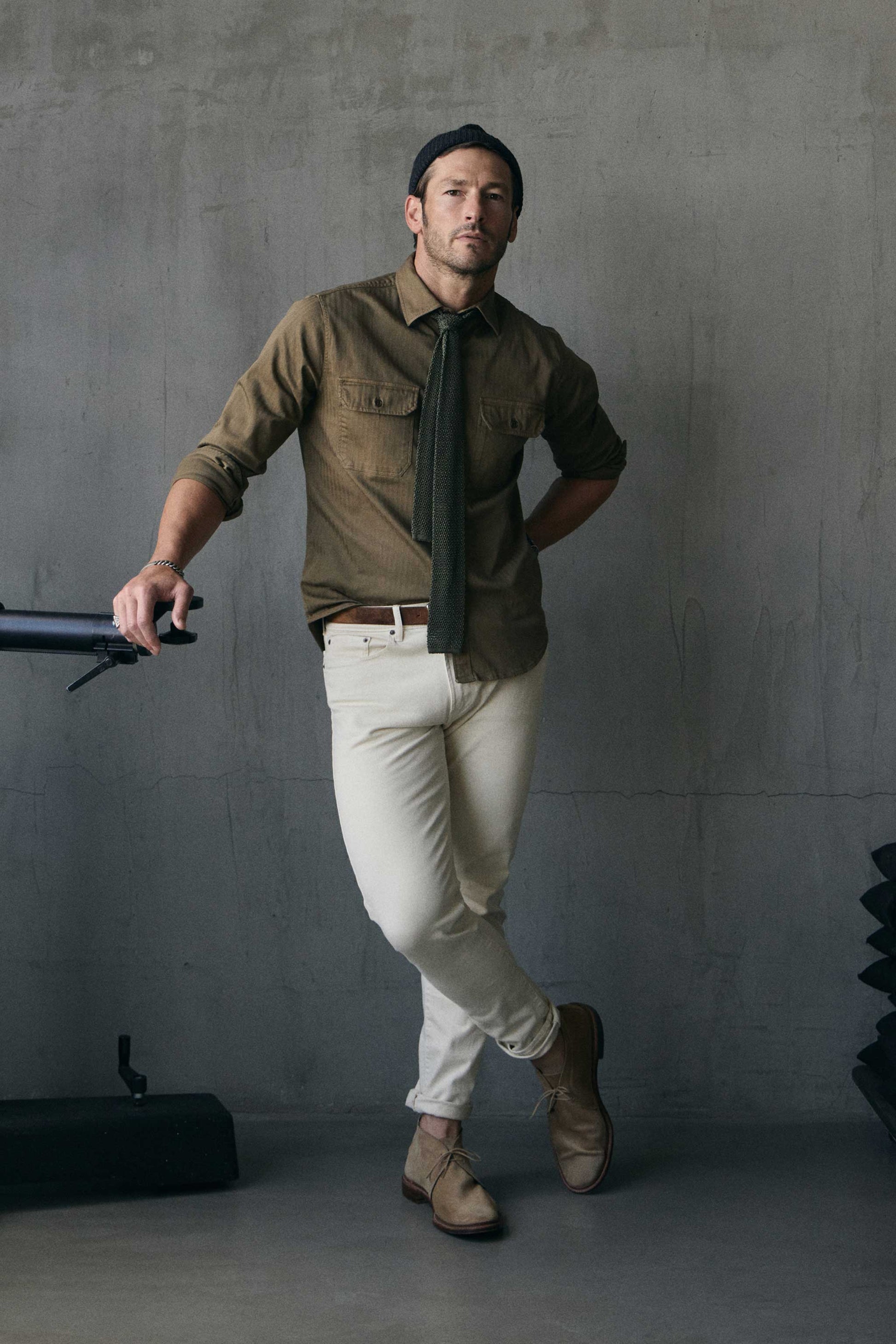 Wade Garment Dyed Five Pocket Pant in Natural