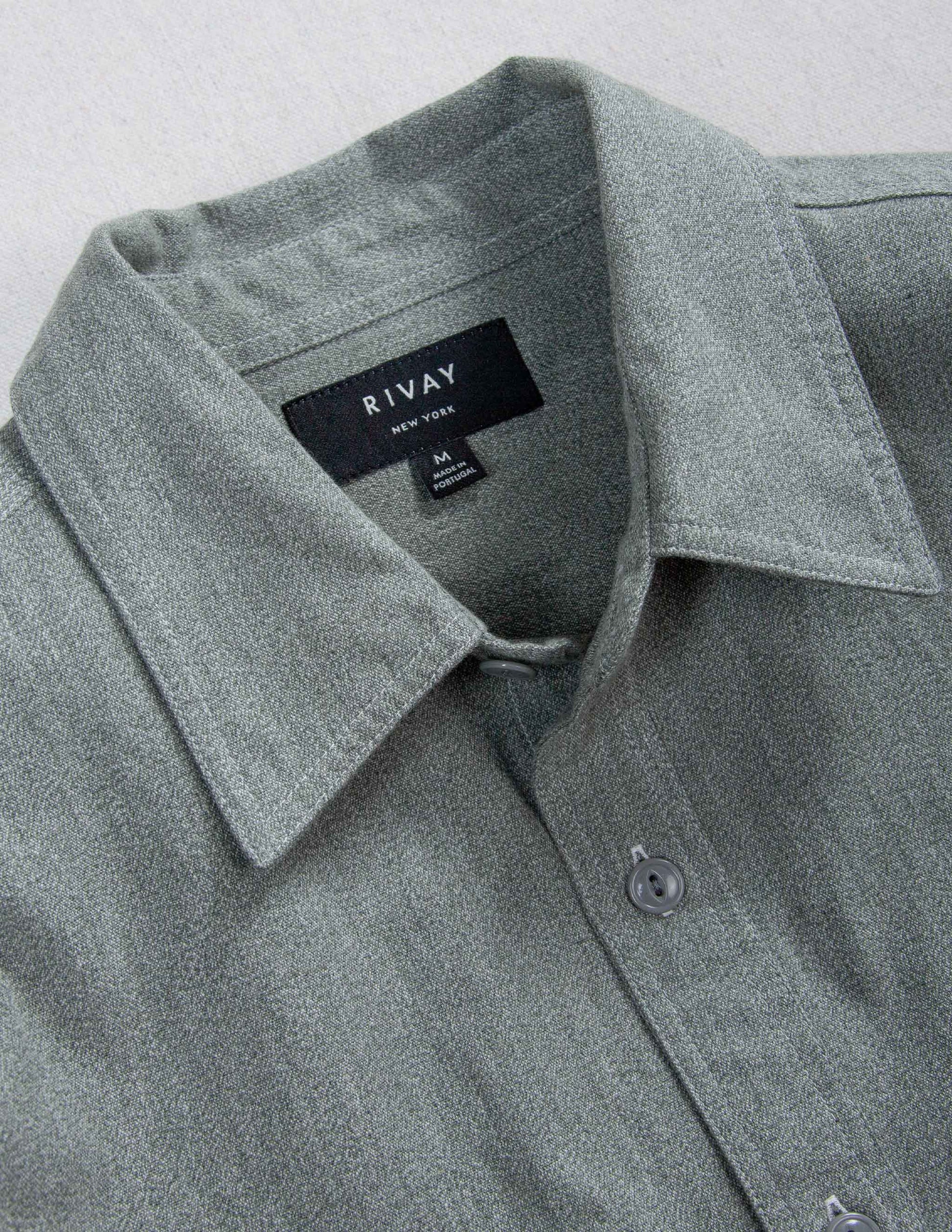 Weston Marled Selvedge Chambray Workshirt in Sage Green