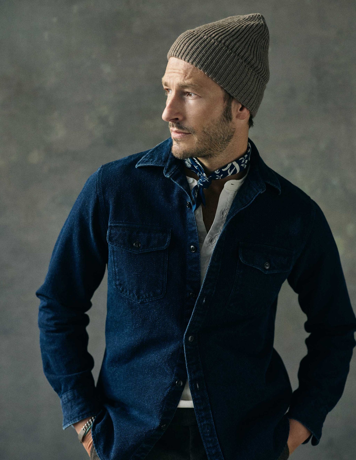 Italian Merino Wool Watch Cap in Driftwood