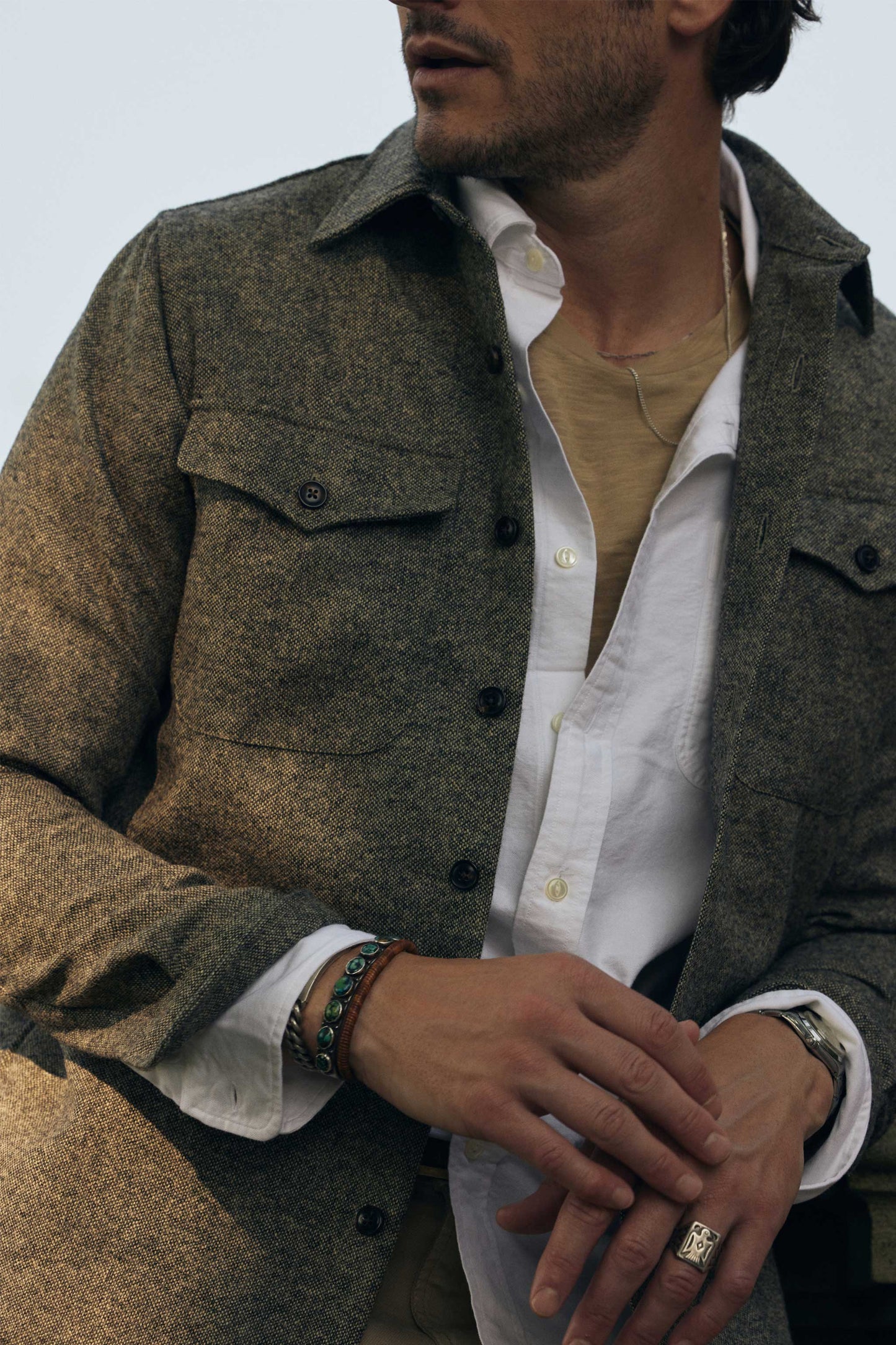 Rivay Men's Cotton Slub T-Shirt Light Khaki