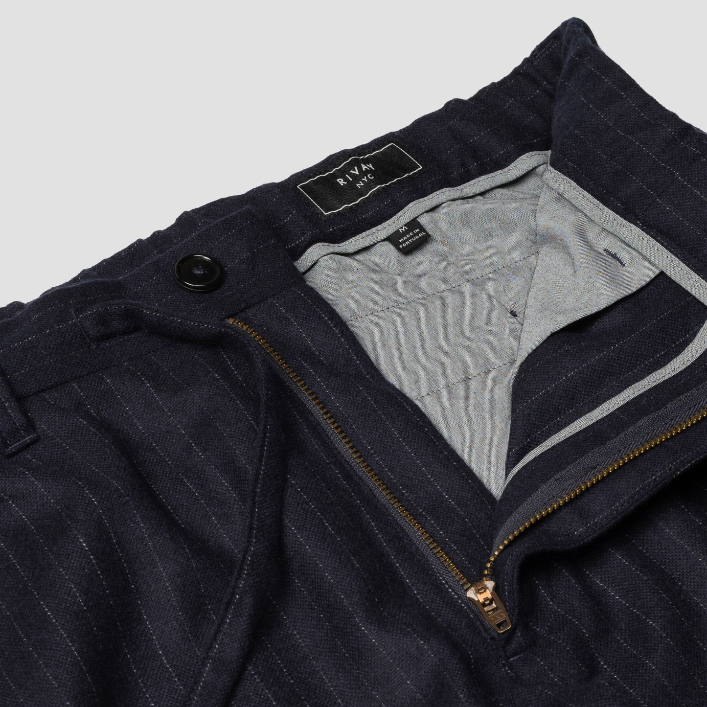Rivay Chiltern Wool Cashmere Trouser in Navy Chalkstripe