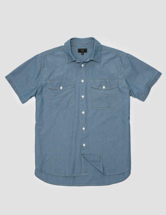 Rivay Gil Mens Short Sleeve Cotton Chambray Shirt