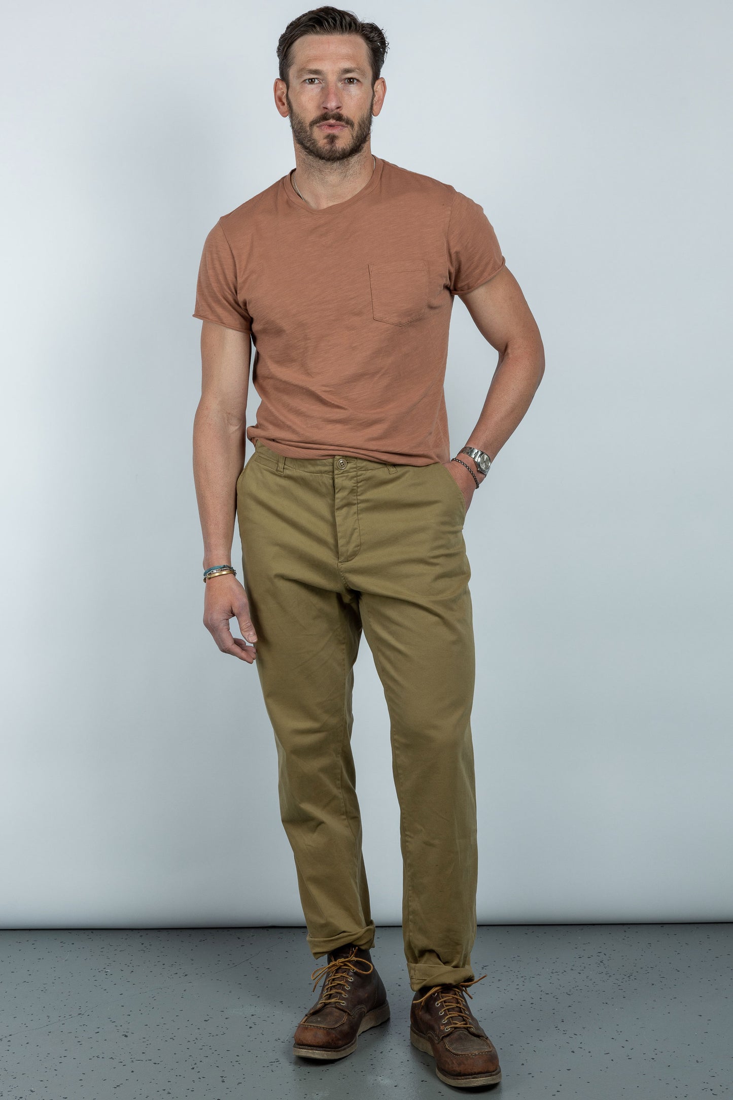 Rivay Men's Cotton Slub T-Shirt Terracotta