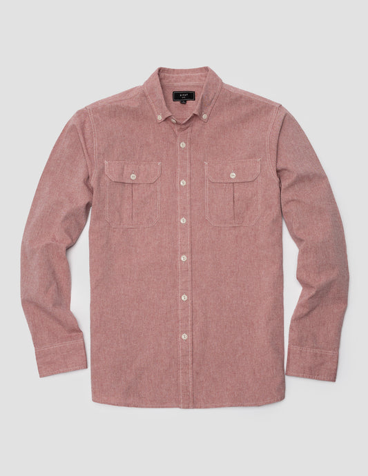 Rivay Mens Quinn Red Chambray Shirt 