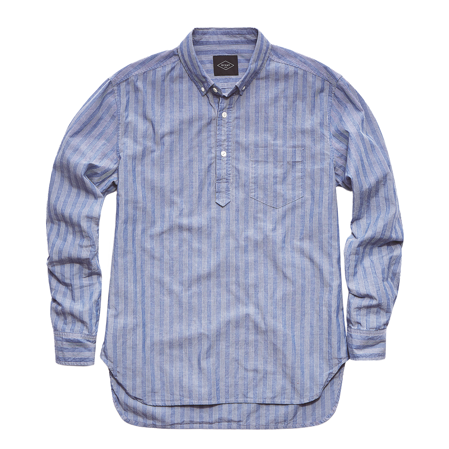 Calder Chambray Stripe Popover Shirt