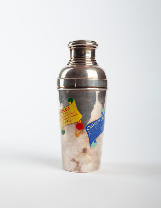 1920s Hand Painted Silver Cocktail Shaker