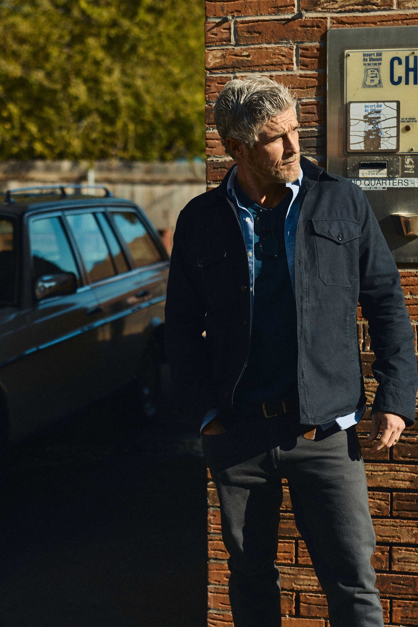 Rivay & A Continuous Lean Canvas Shirt Jacket in Navy