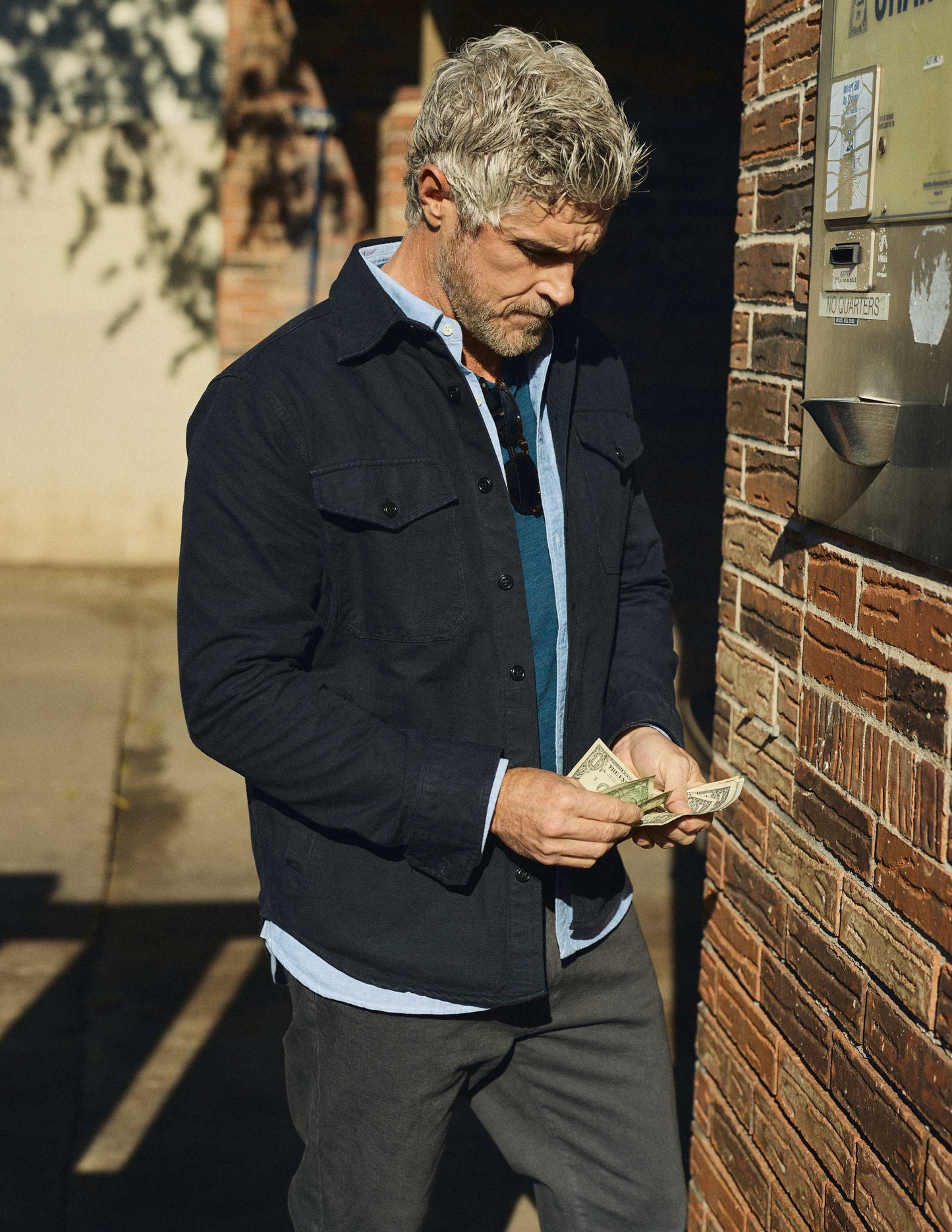 Rivay & A Continuous Lean Canvas Shirt Jacket in Navy