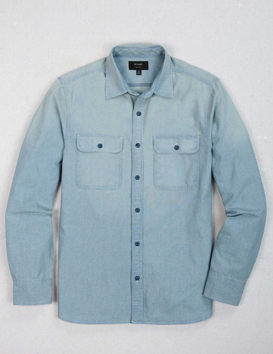 Rivay Albers Mens Indigo Chambray Workshirt