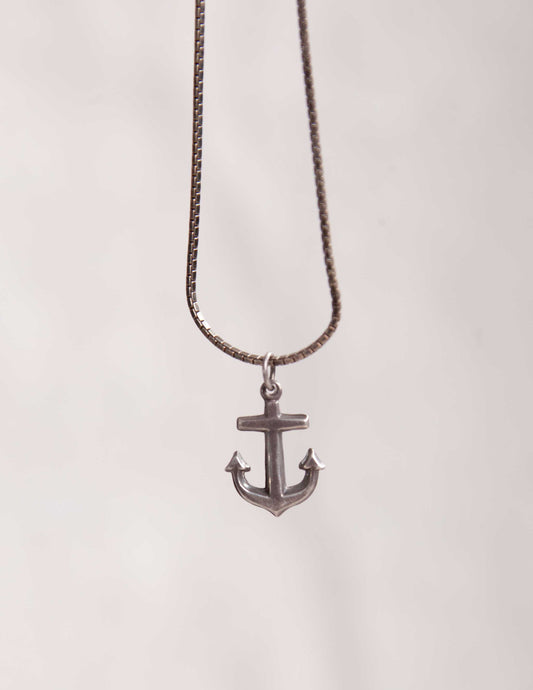 Vintage Sterling Silver Anchor Necklace
