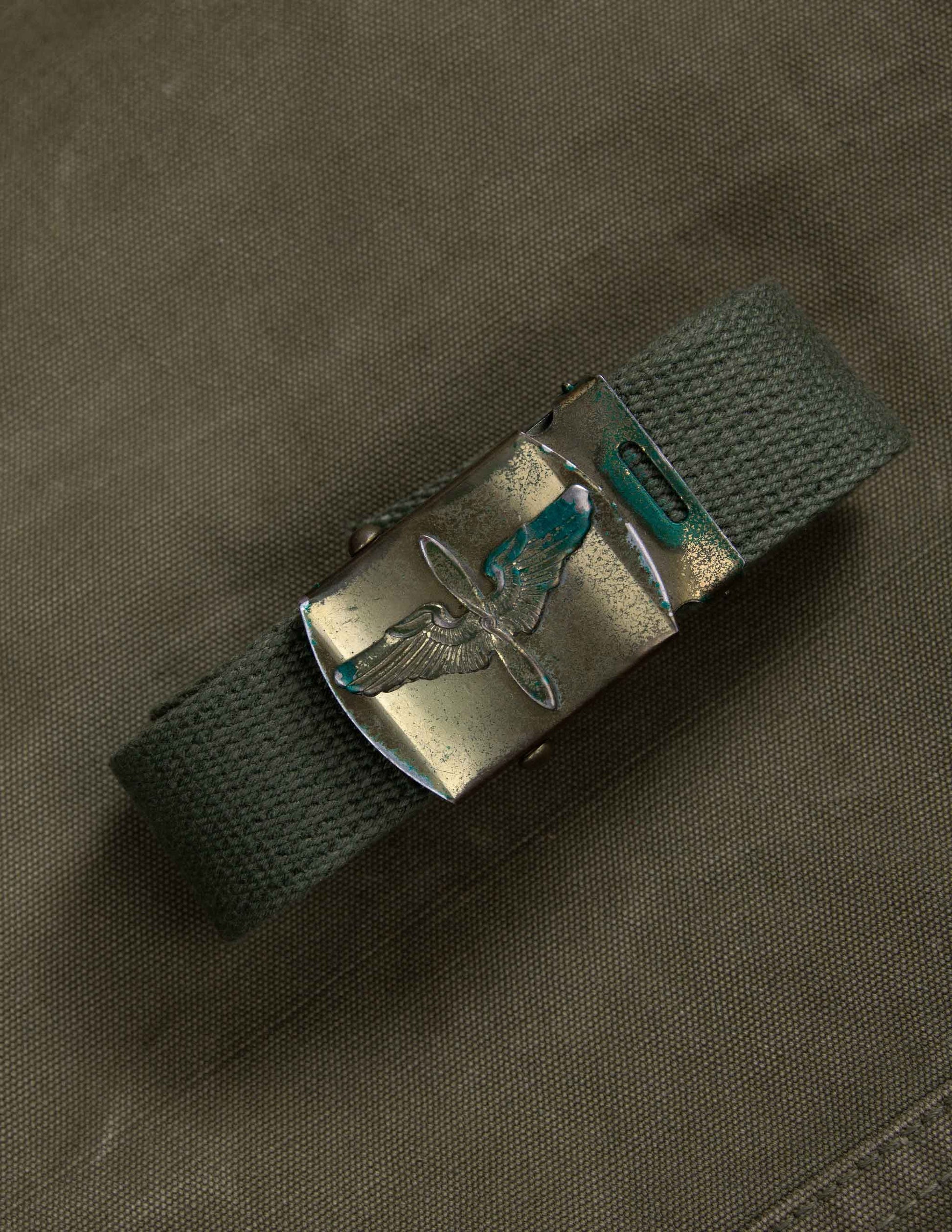 WWII U.S. Army Air Corps Winged Propeller Buckle with Web Belt