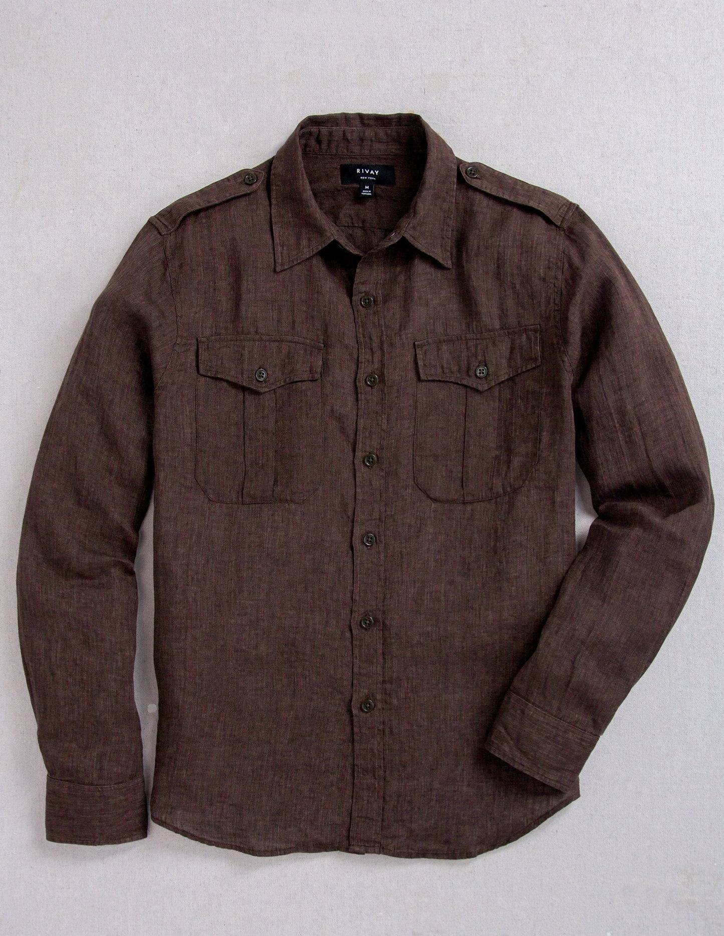 Atlas Linen Safari Shirt in Saddlewood