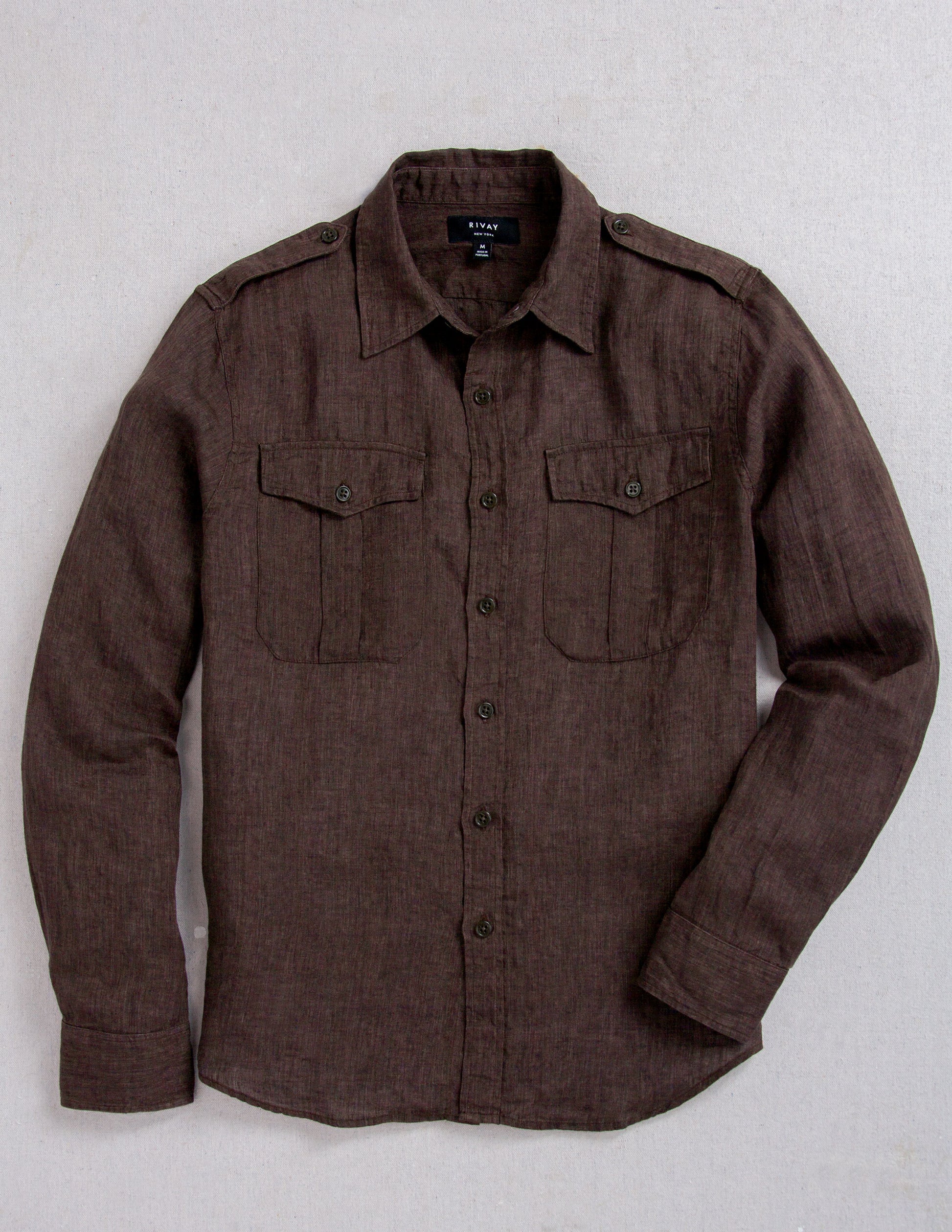 Atlas Linen Safari Shirt in Saddlewood