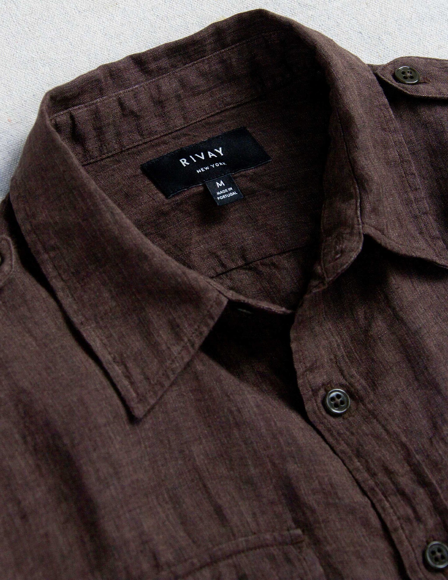 Atlas Linen Safari Shirt in Saddlewood