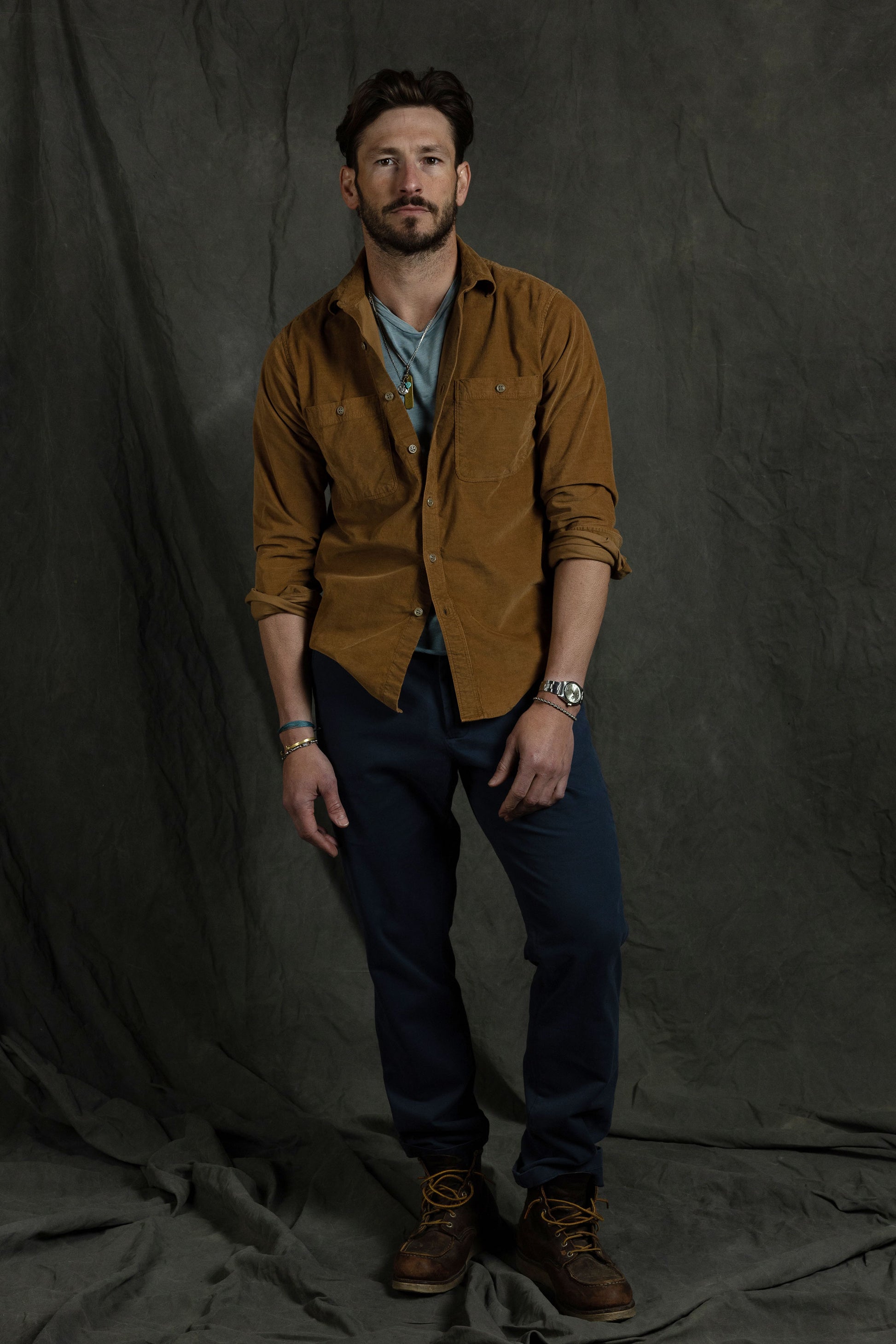 Rivay Barnes Corduroy Workshirt in Golden Brown
