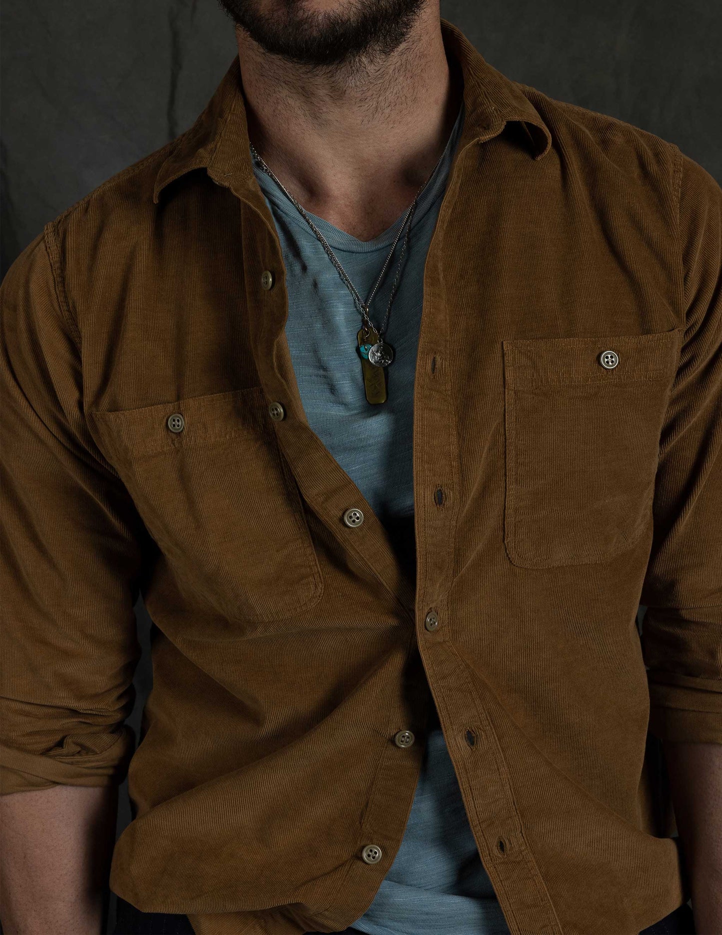 Rivay Barnes Corduroy Workshirt in Golden Brown
