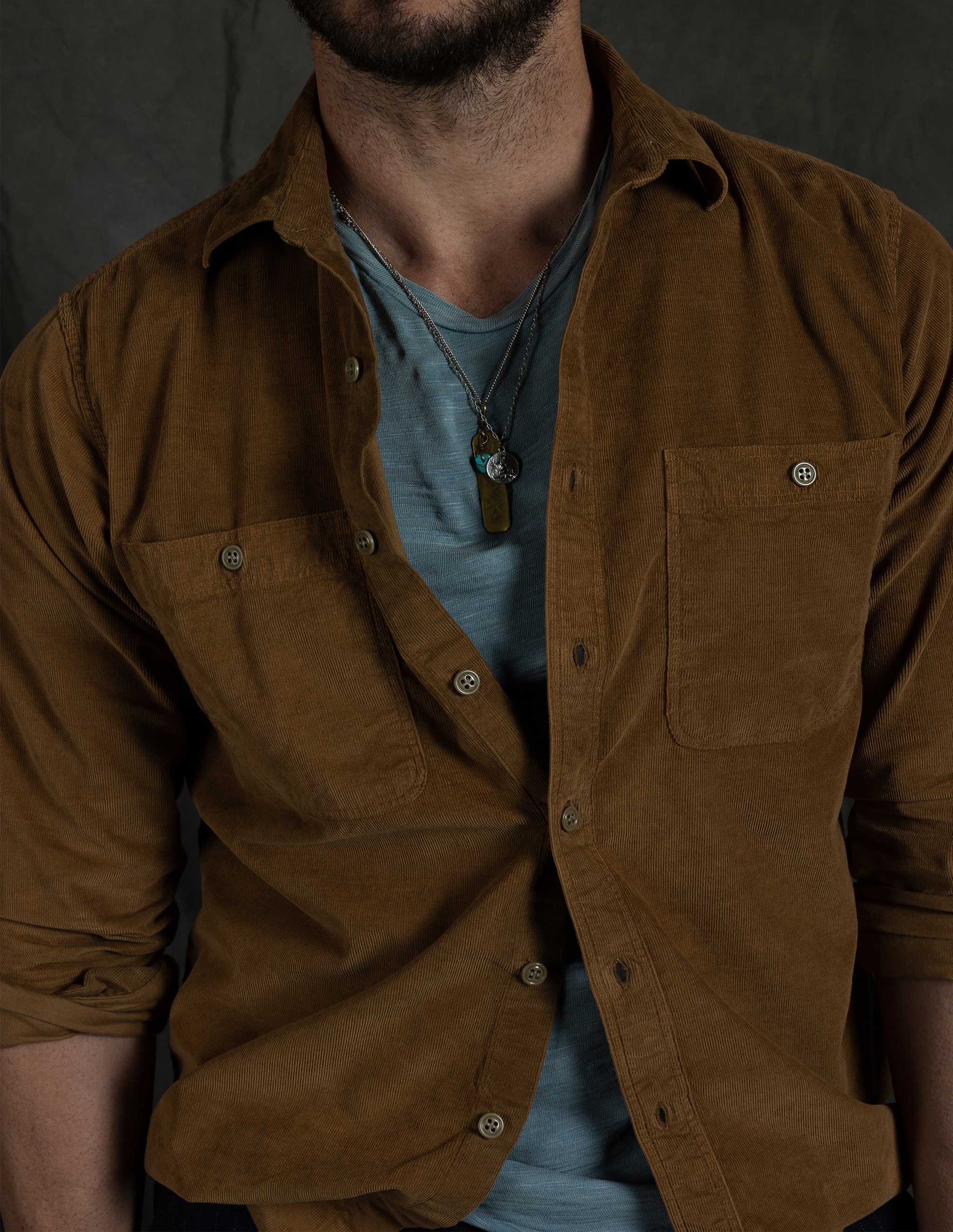 Rivay Barnes Corduroy Workshirt in Golden Brown