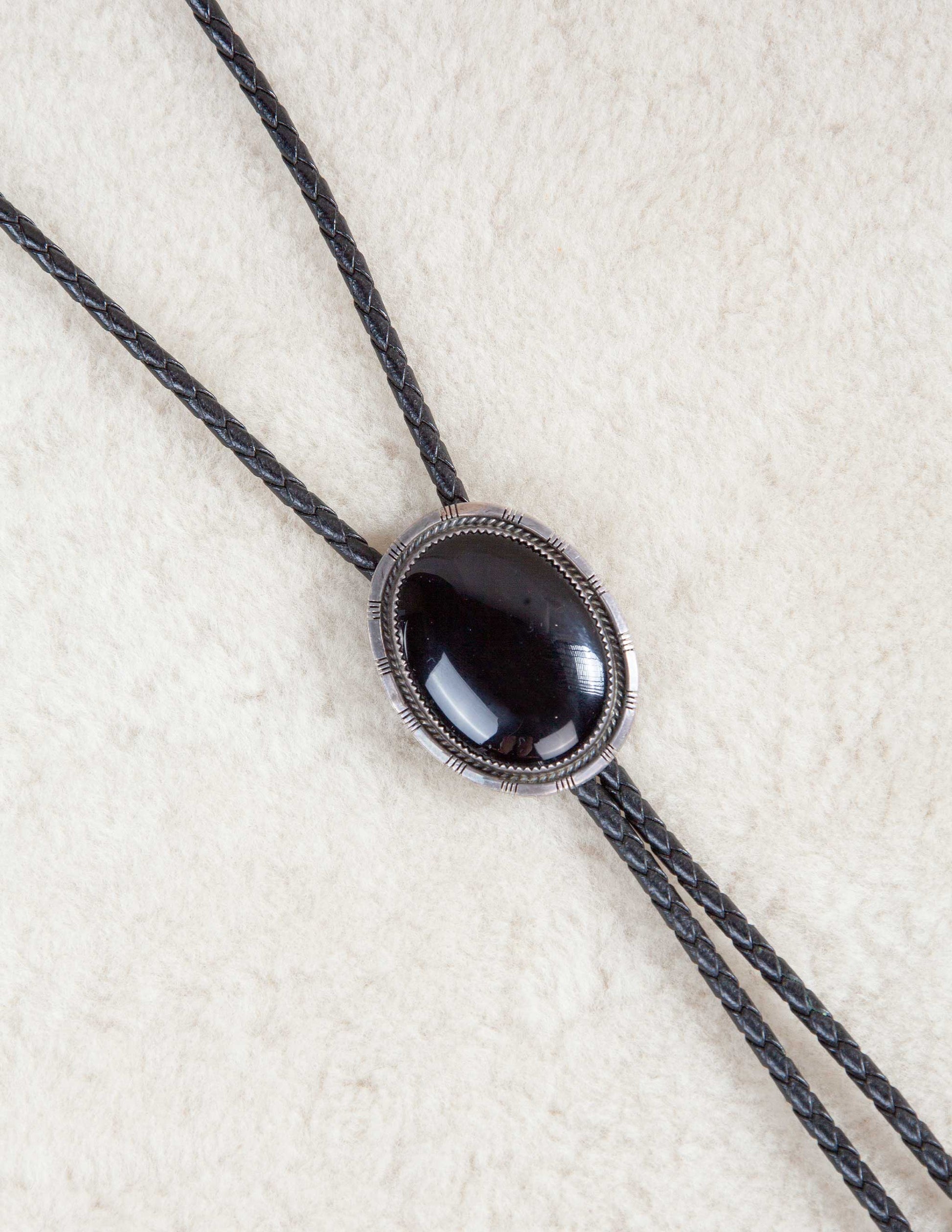 1940s Vintage Sterling & Onyx Bolo Tie