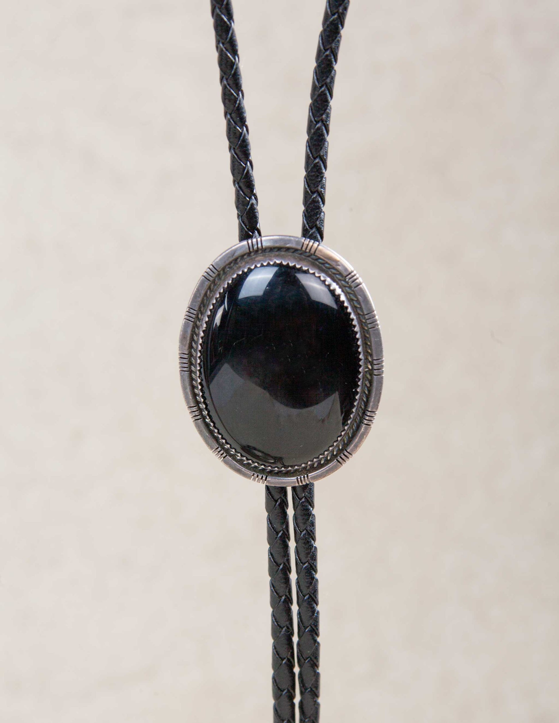 1940s Vintage Sterling & Onyx Bolo Tie