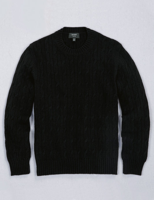 Bowen Cashmere Cable Sweater in Black