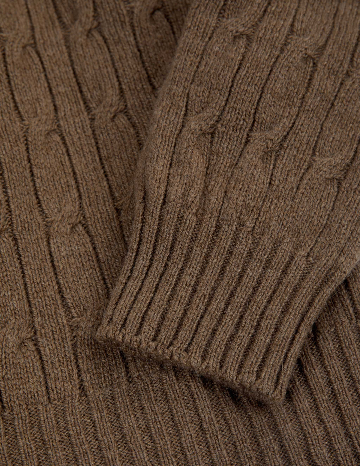 Bowen Cashmere Cable Sweater in Saddle Brown