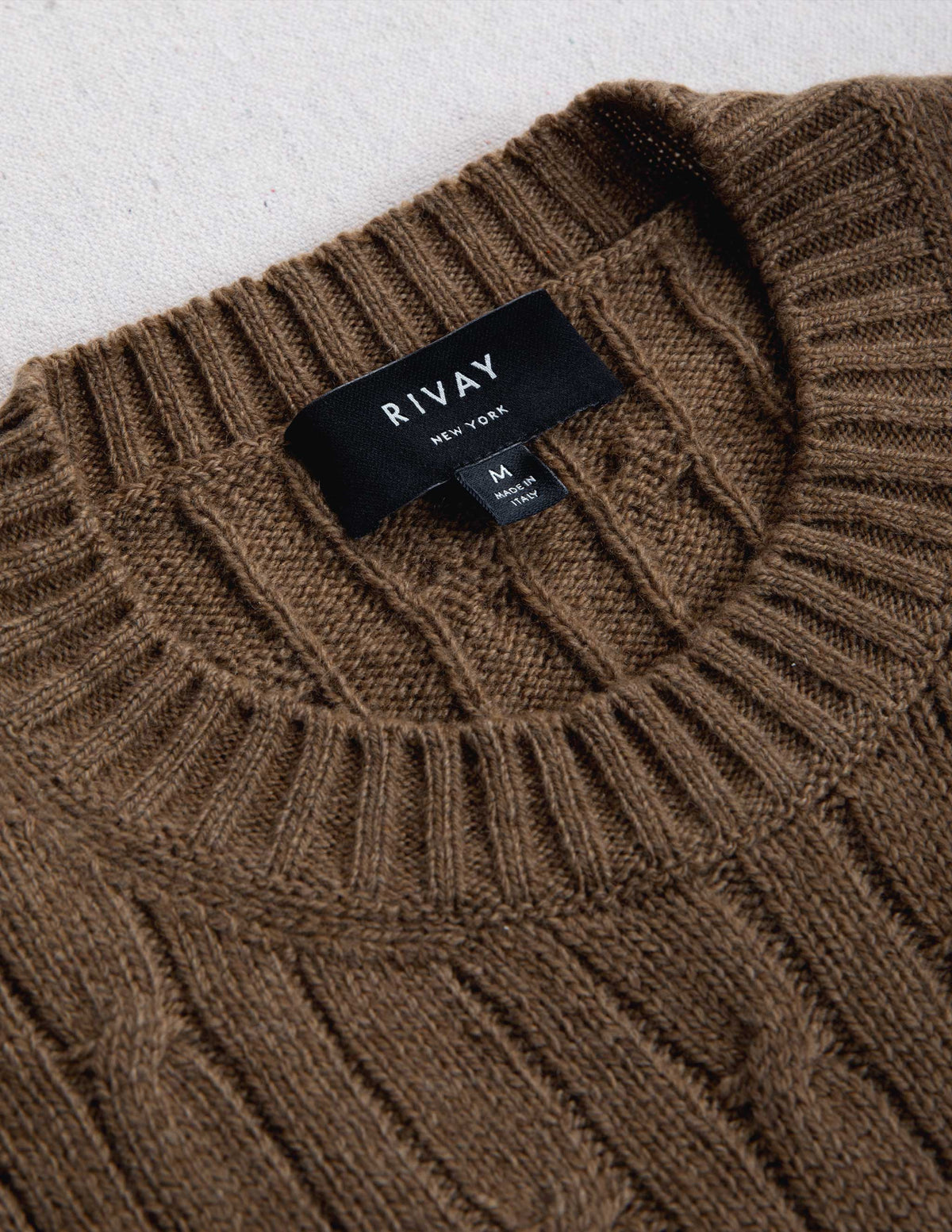 Bowen Cashmere Cable Sweater in Saddle Brown