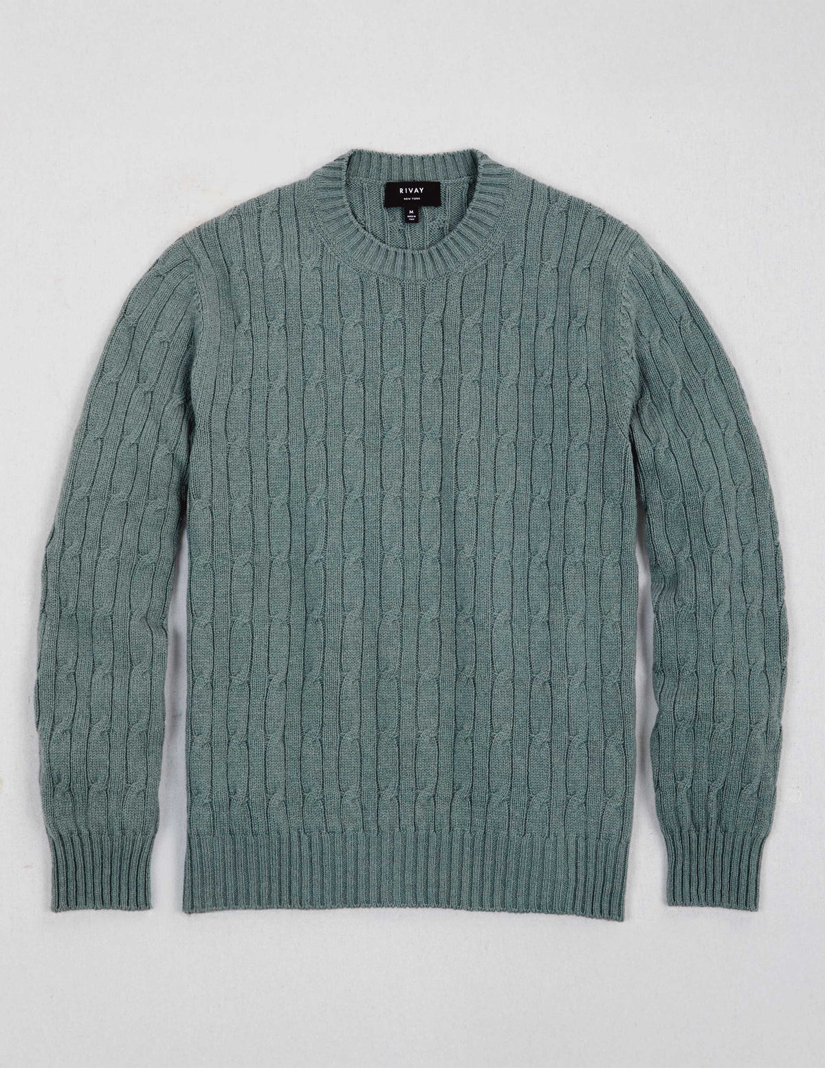 Bowen Cashmere Cable Sweater in Stone Green