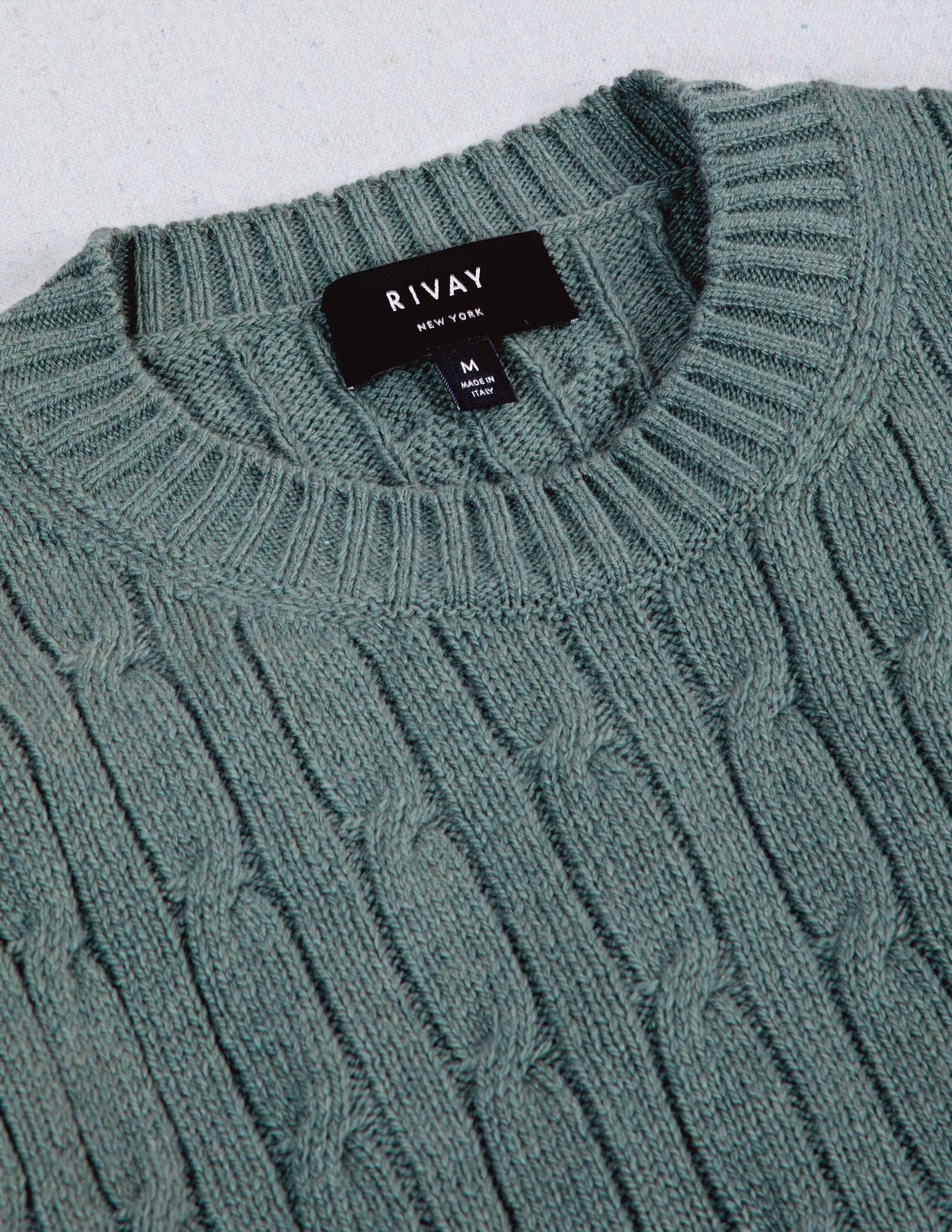 Bowen Cashmere Cable Sweater in Stone Green