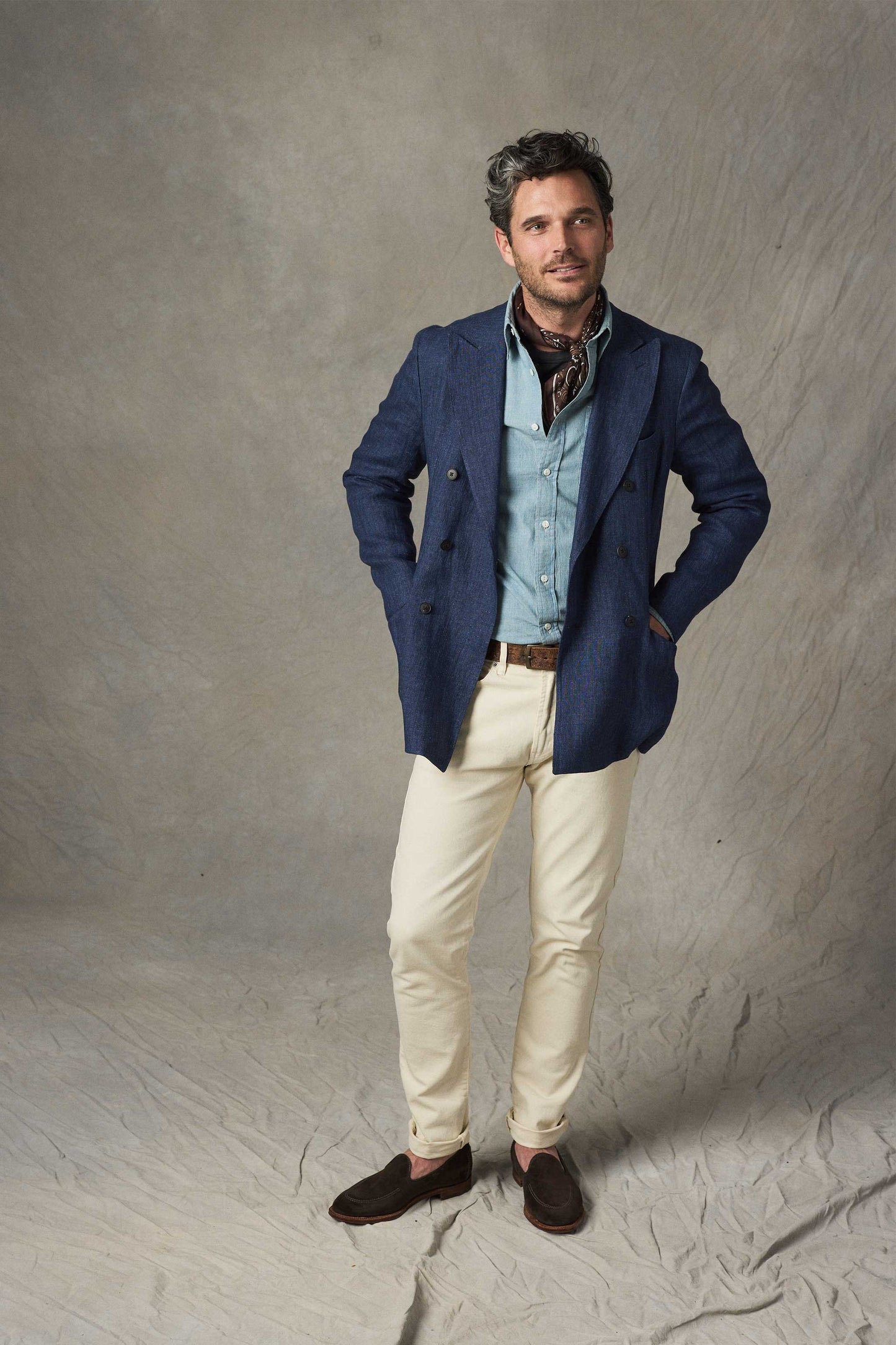 Brezza Linen Double-Breasted Jacket