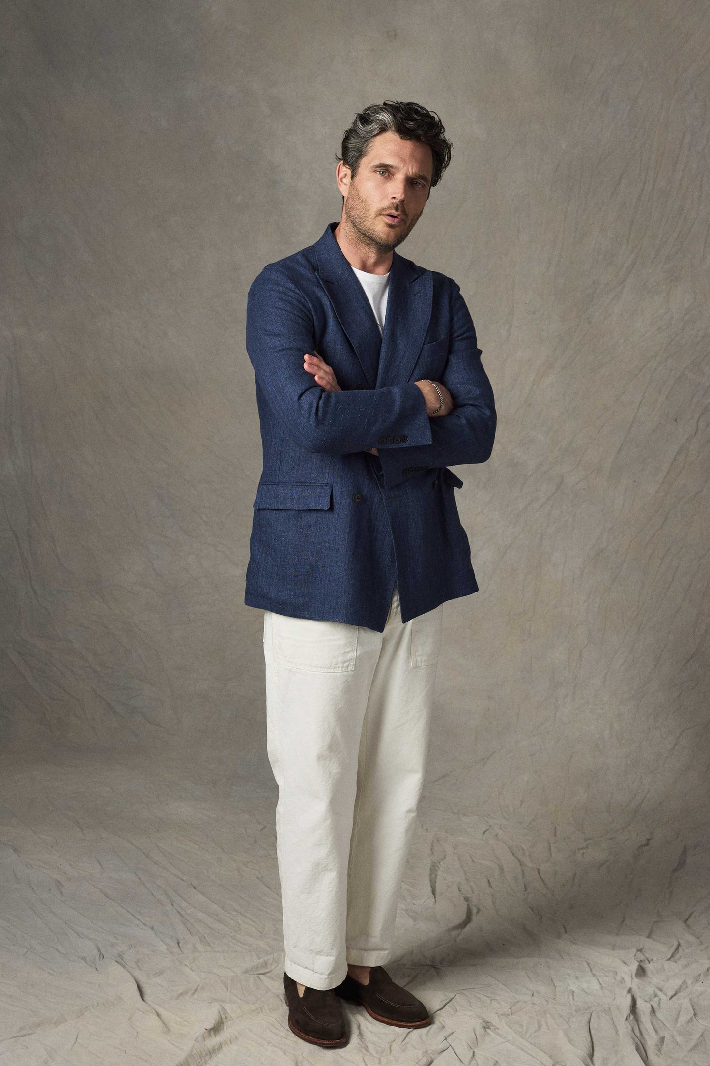 Brezza Linen Double-Breasted Jacket