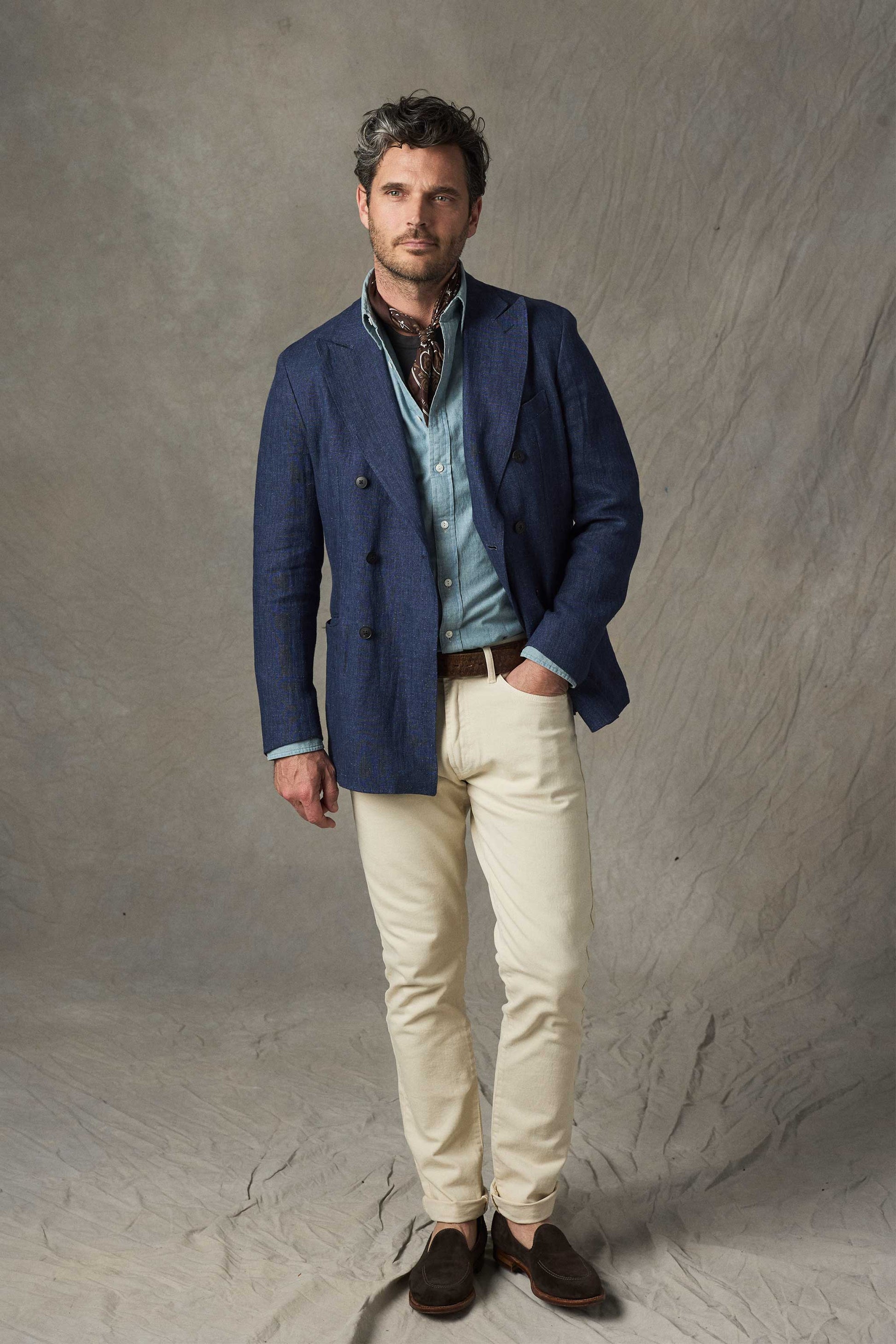Brezza Linen Double-Breasted Jacket