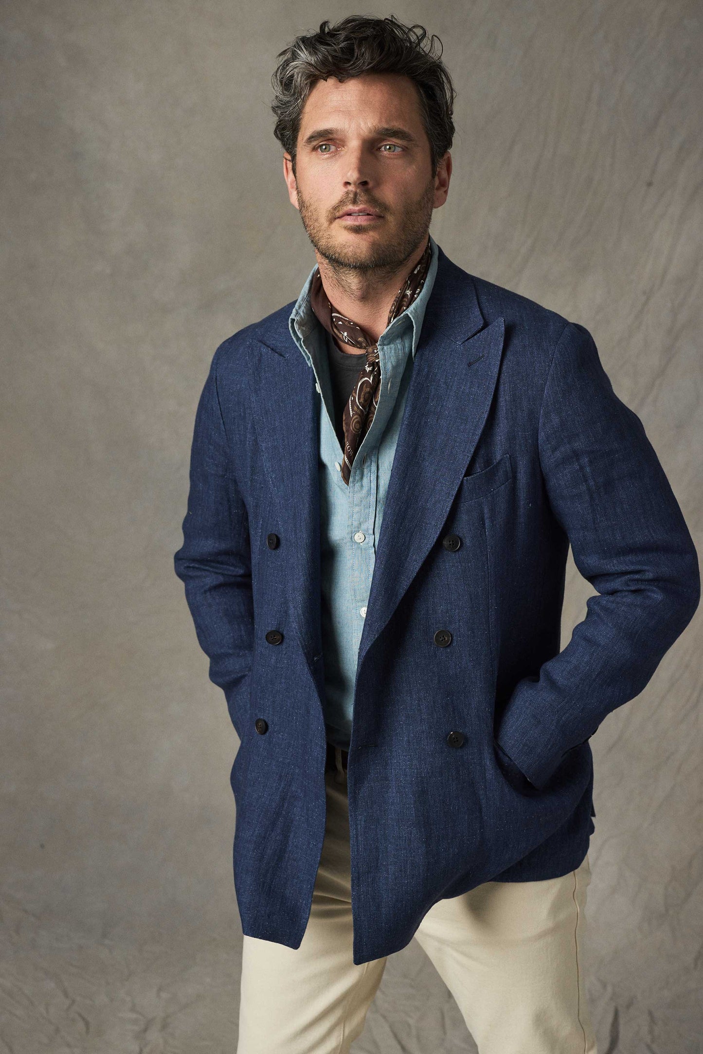Brezza Linen Double-Breasted Jacket