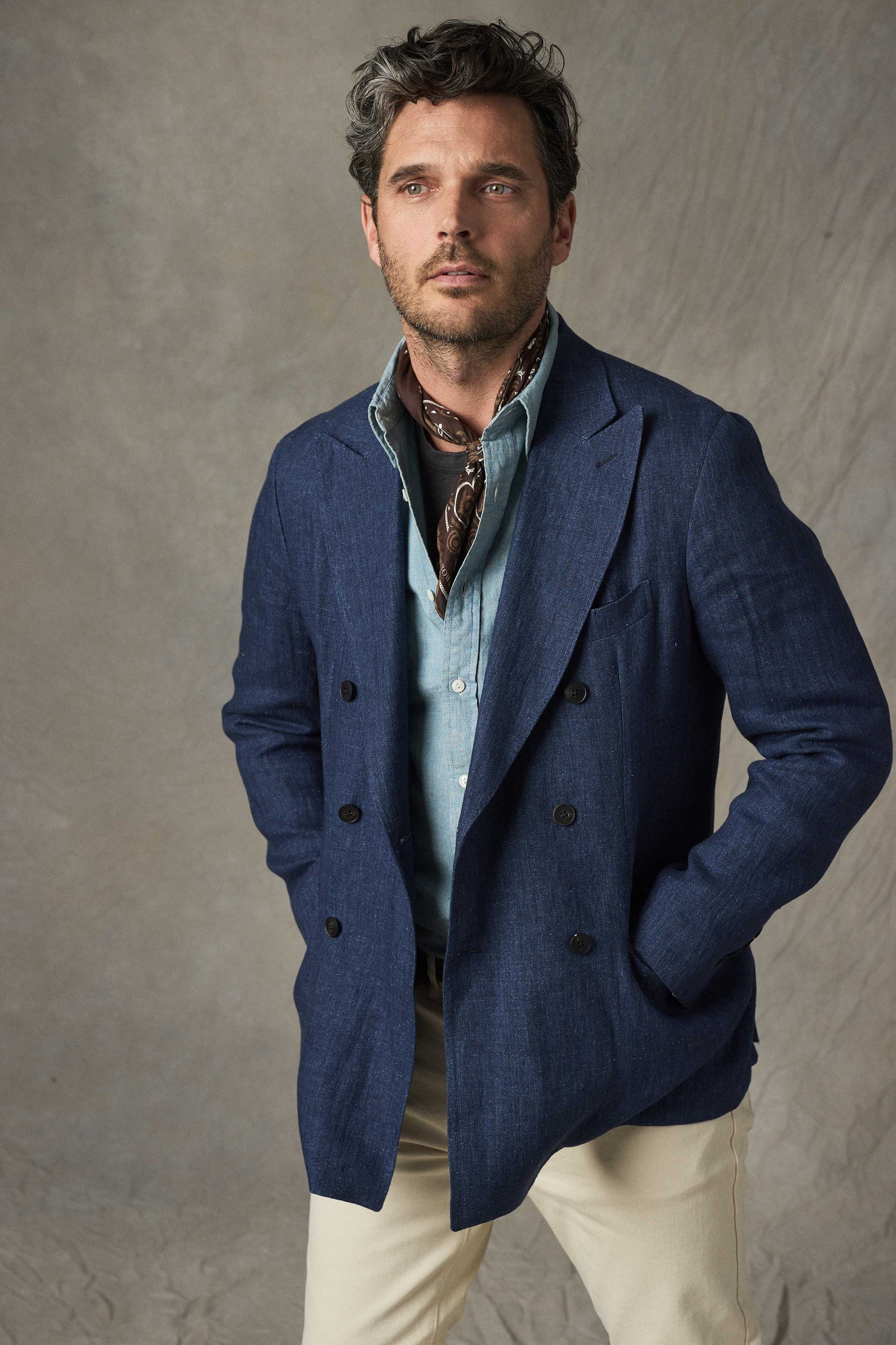 Brezza Linen Double-Breasted Jacket