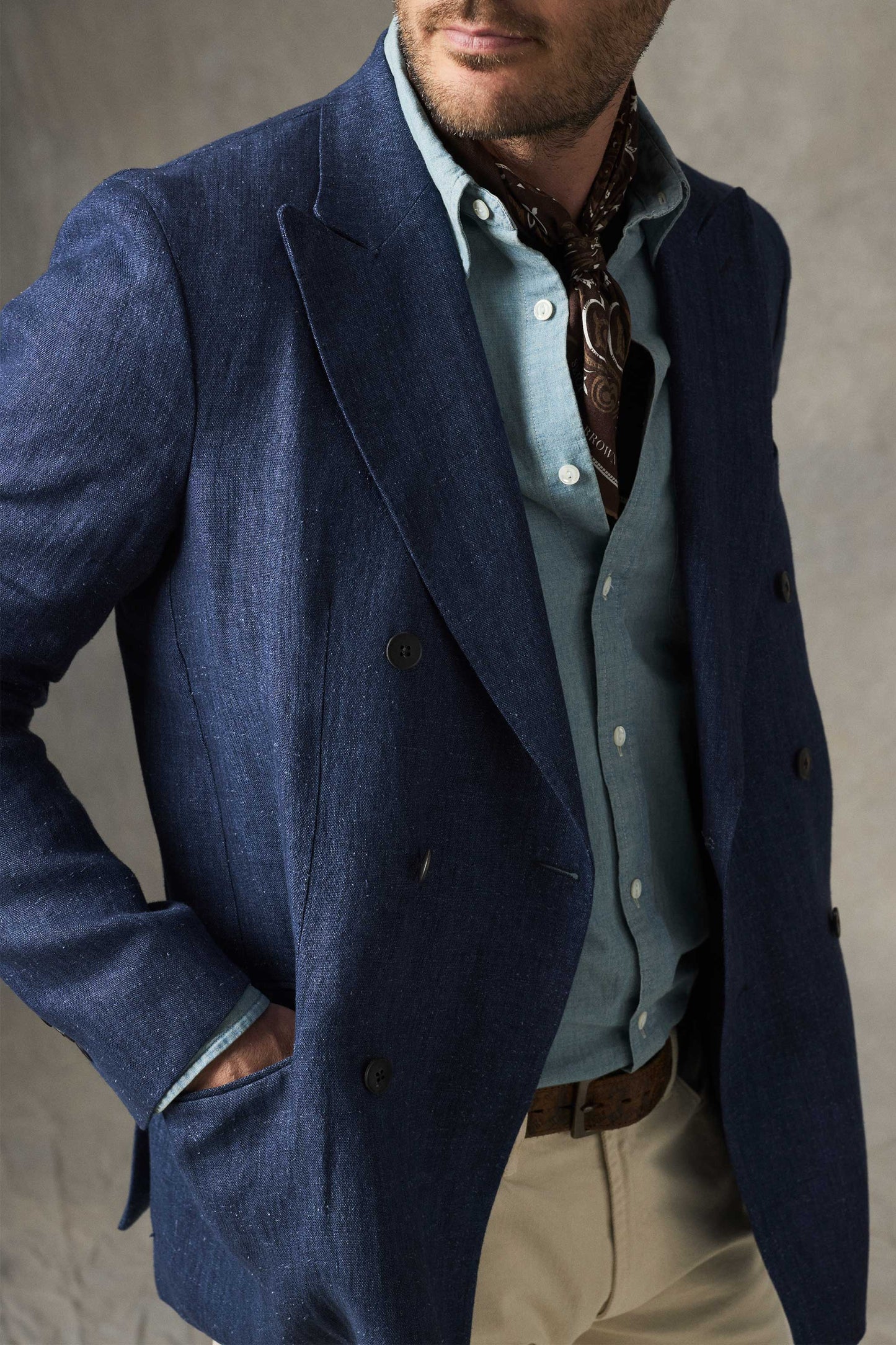 Brezza Linen Double-Breasted Jacket