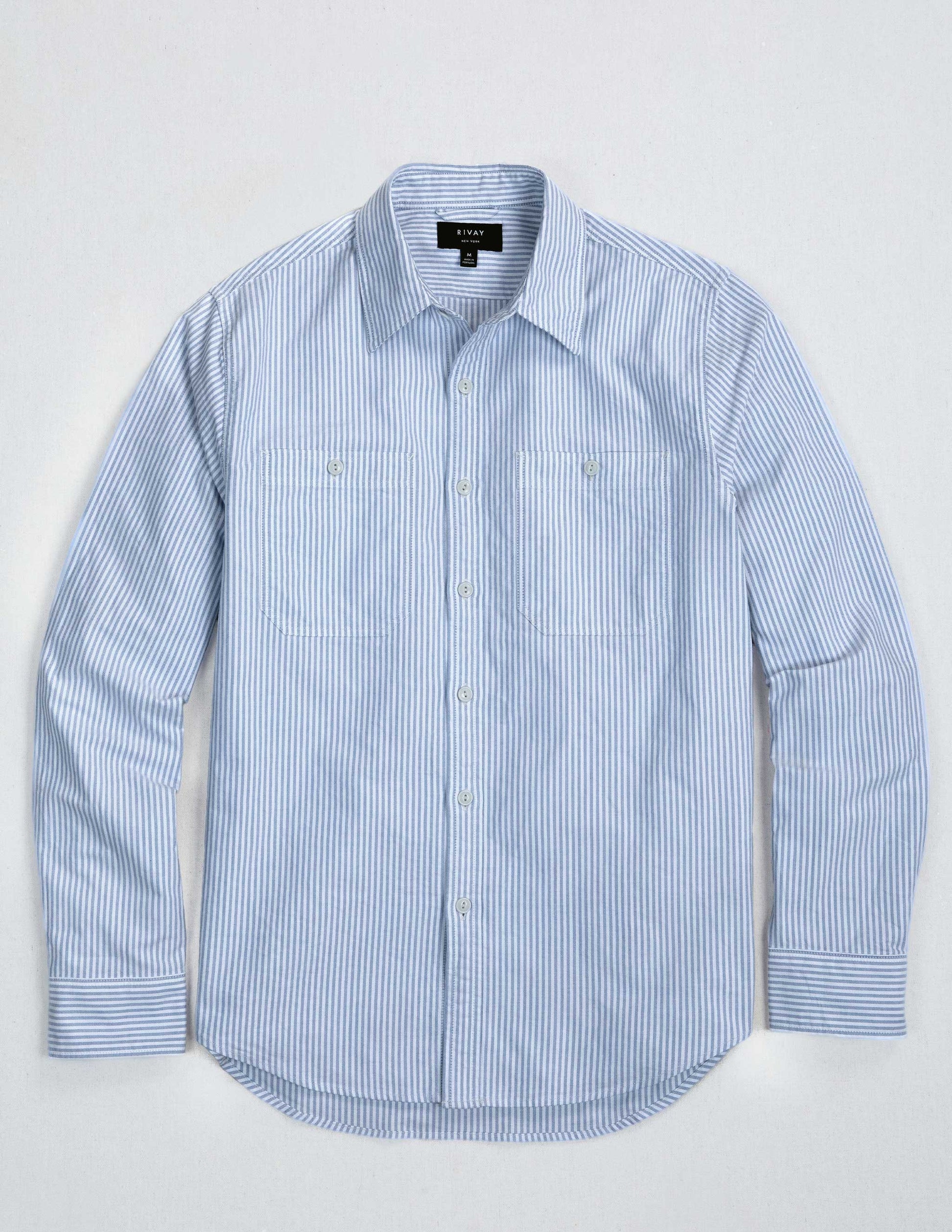 Bridges Oxford Workshirt in Classic Blue Stripe