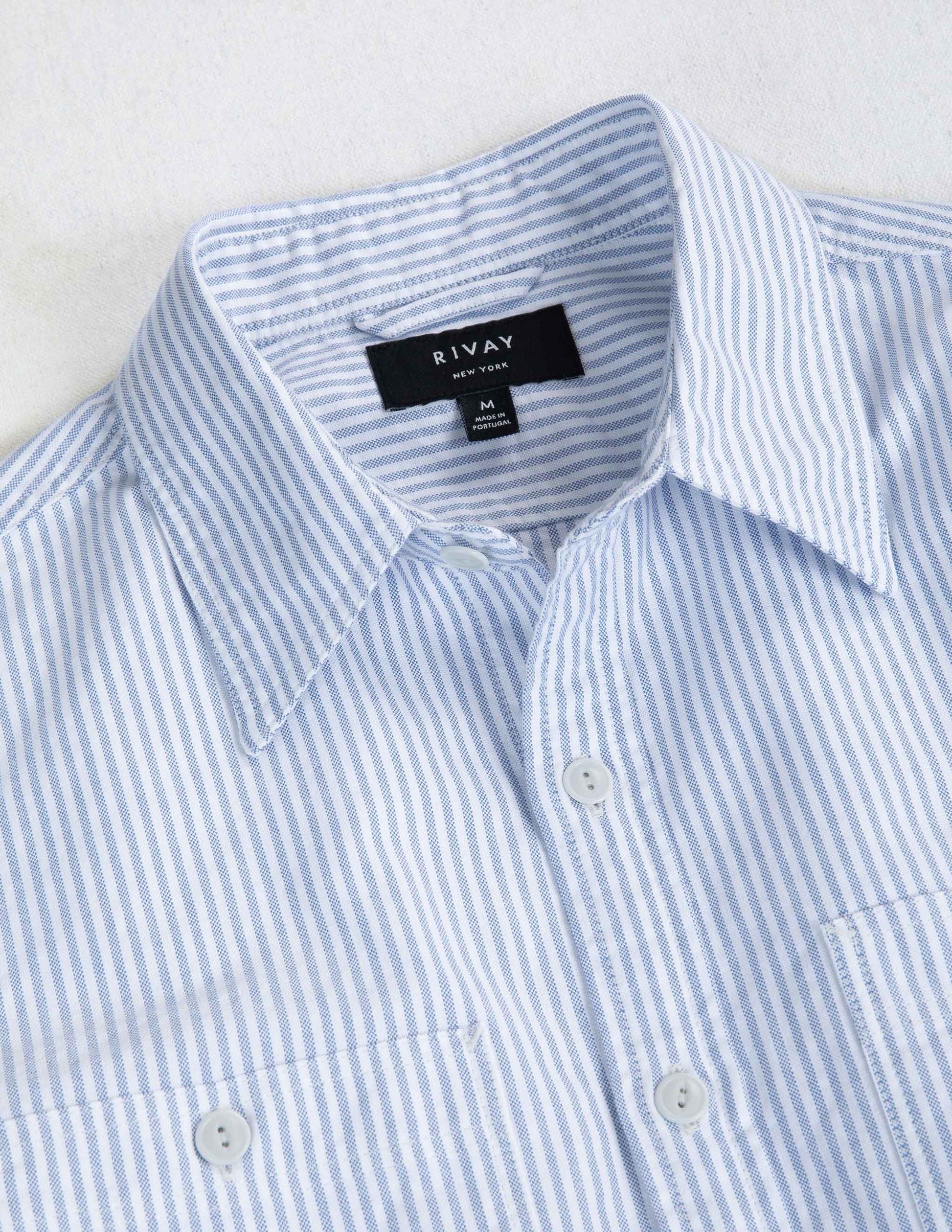 Bridges Oxford Workshirt in Classic Blue Stripe