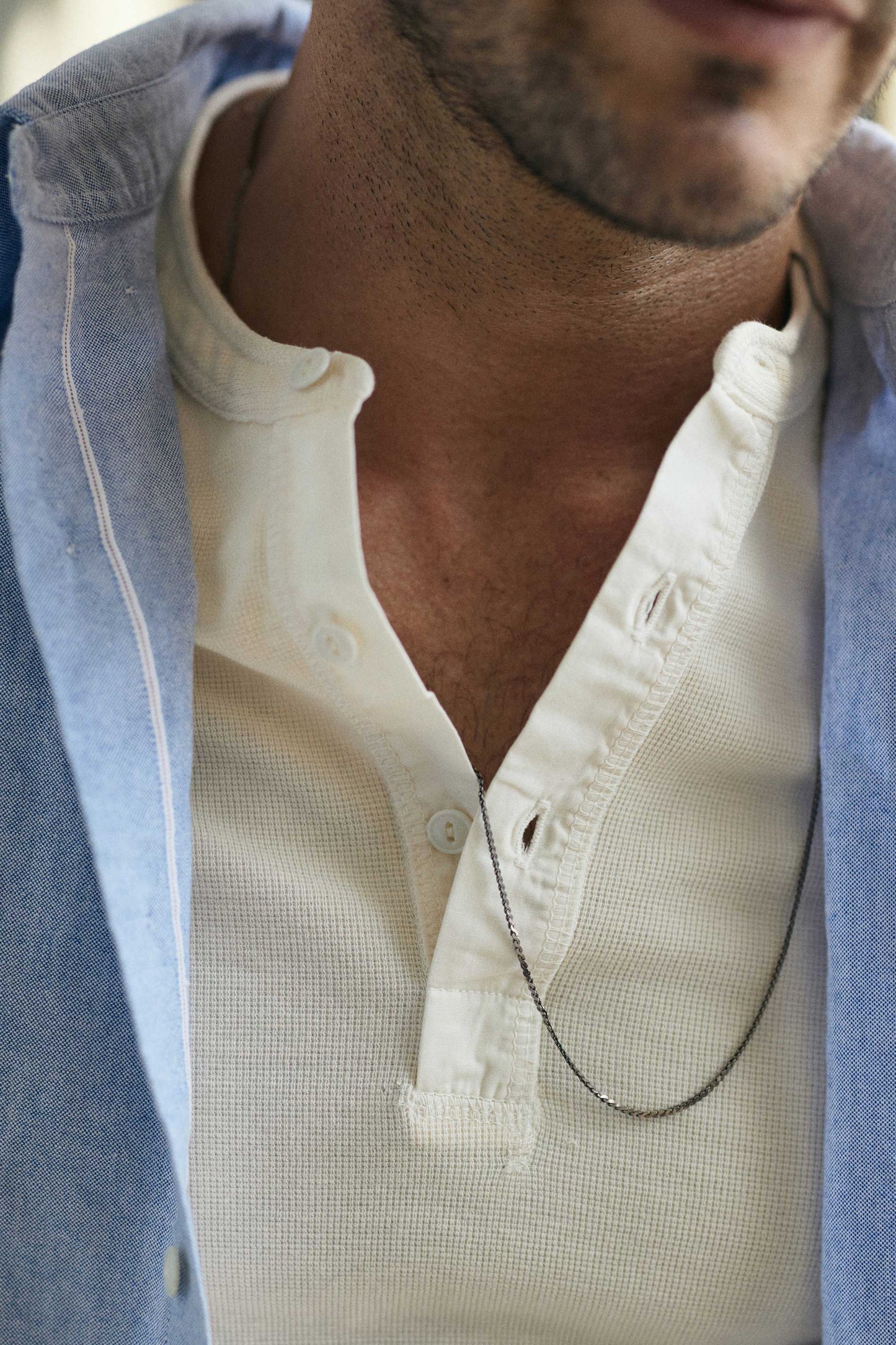 Gibson Waffle Henley in Antique White