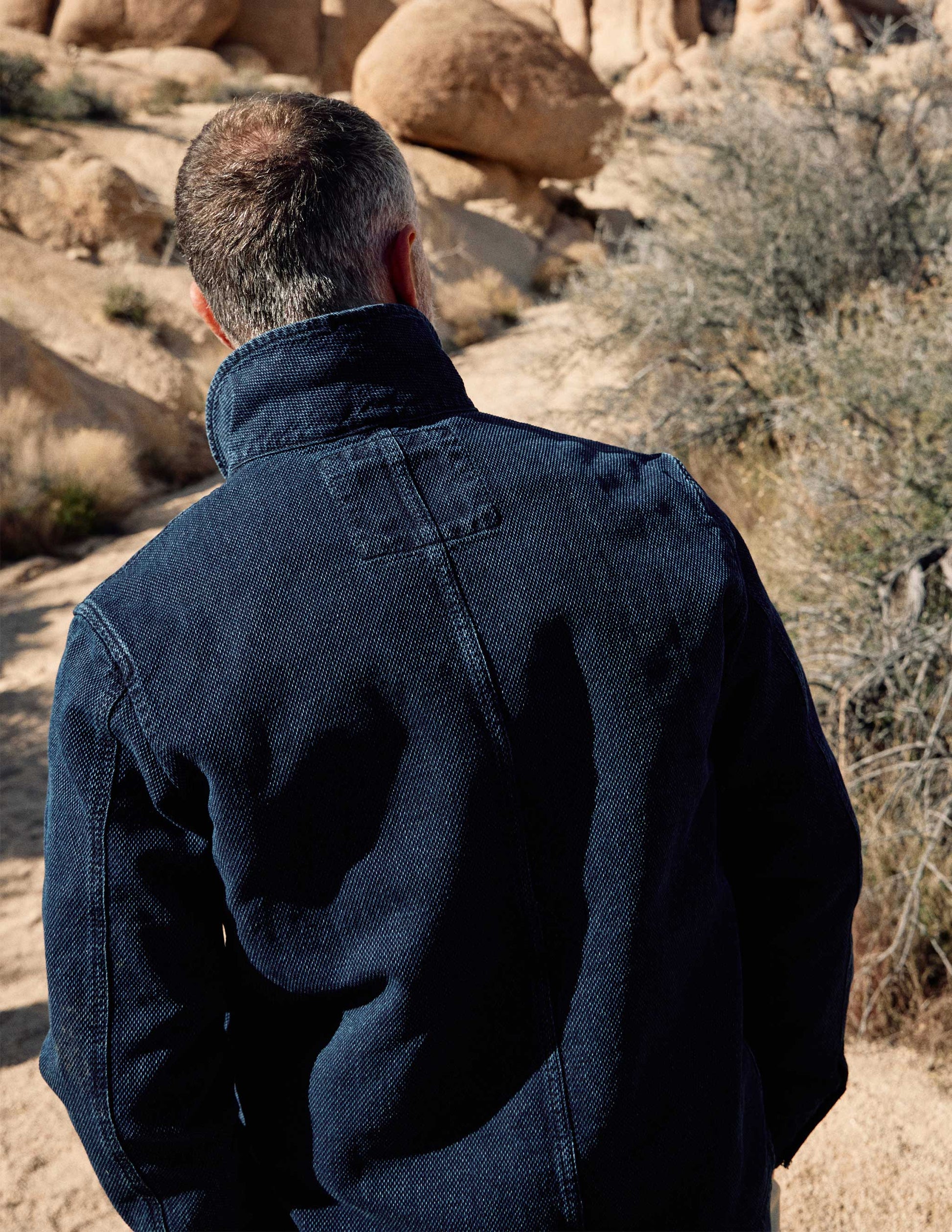 Cliff Indigo Dobby Shawl Jacket in Dark Wash