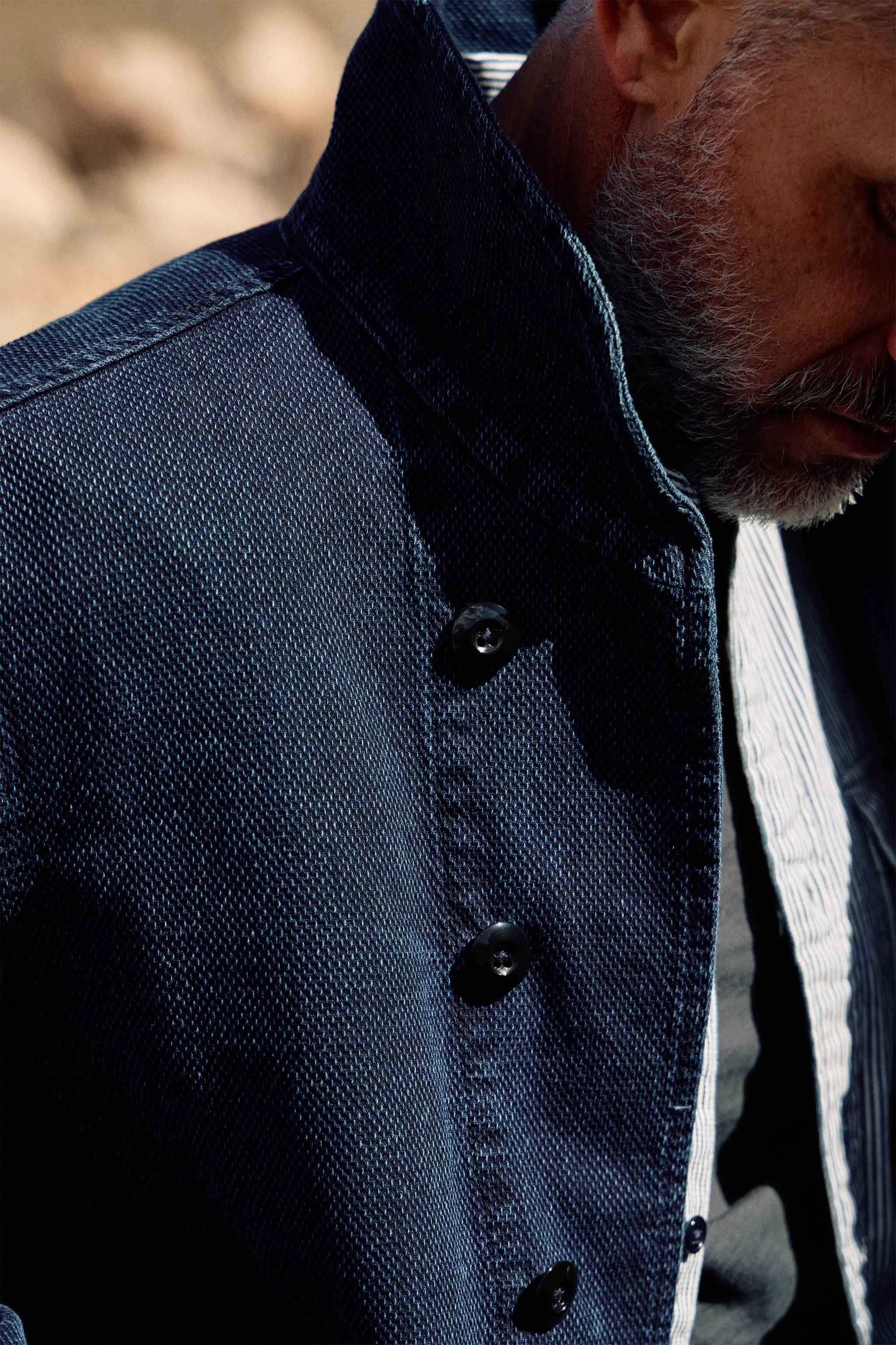 Cliff Indigo Dobby Shawl Jacket in Dark Wash – RIVAY