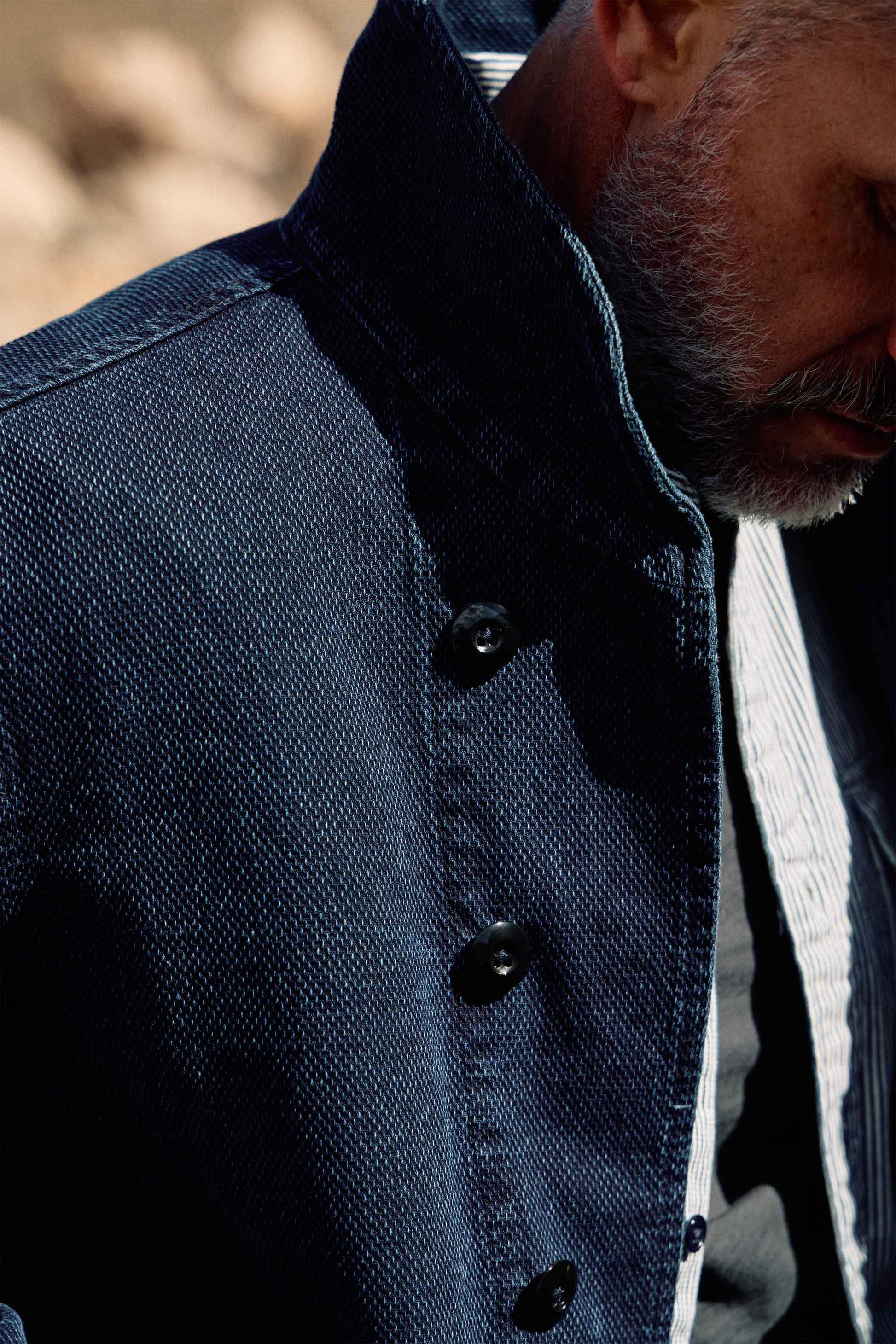 Cliff Indigo Dobby Shawl Jacket in Dark Wash