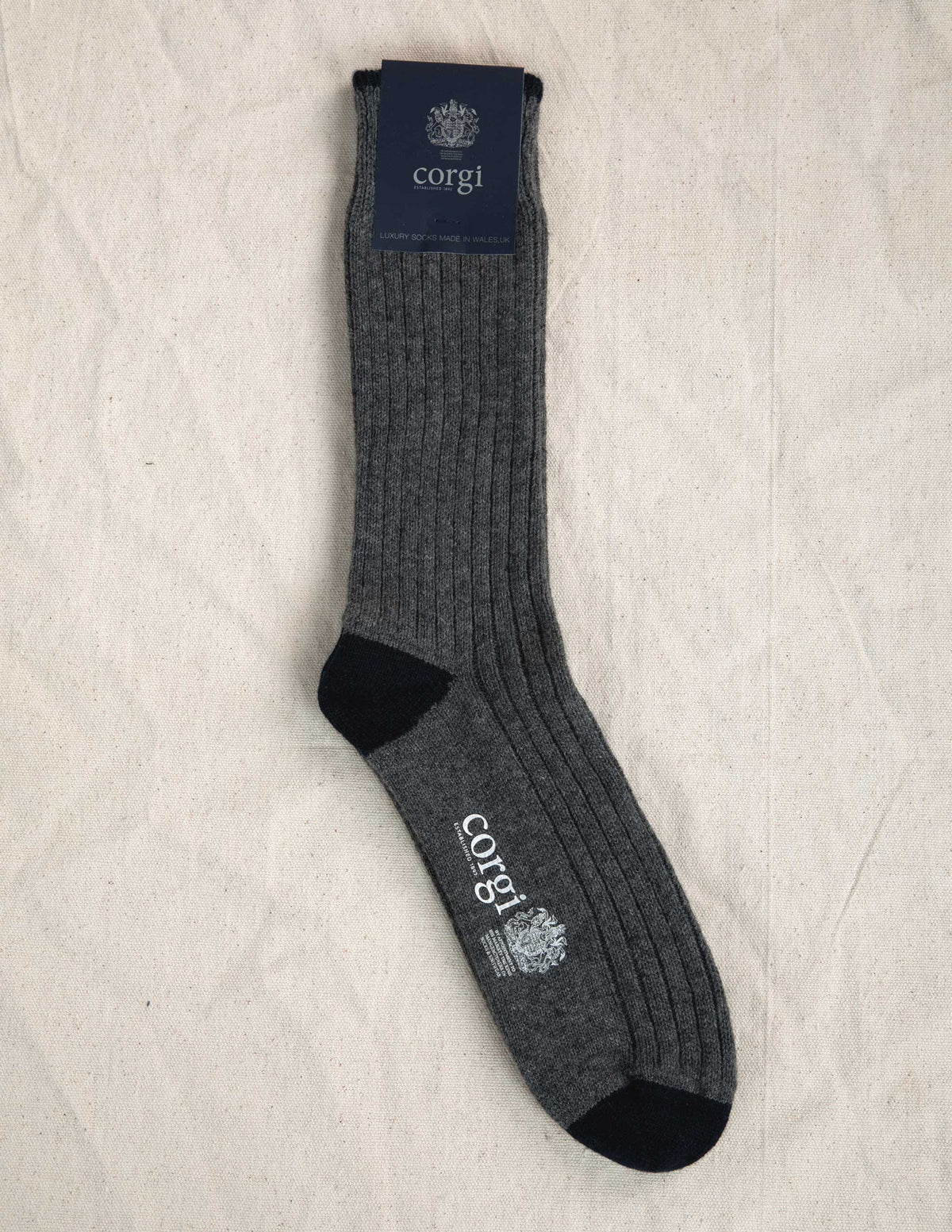Corgi Cashmere Sock in Grey Marl