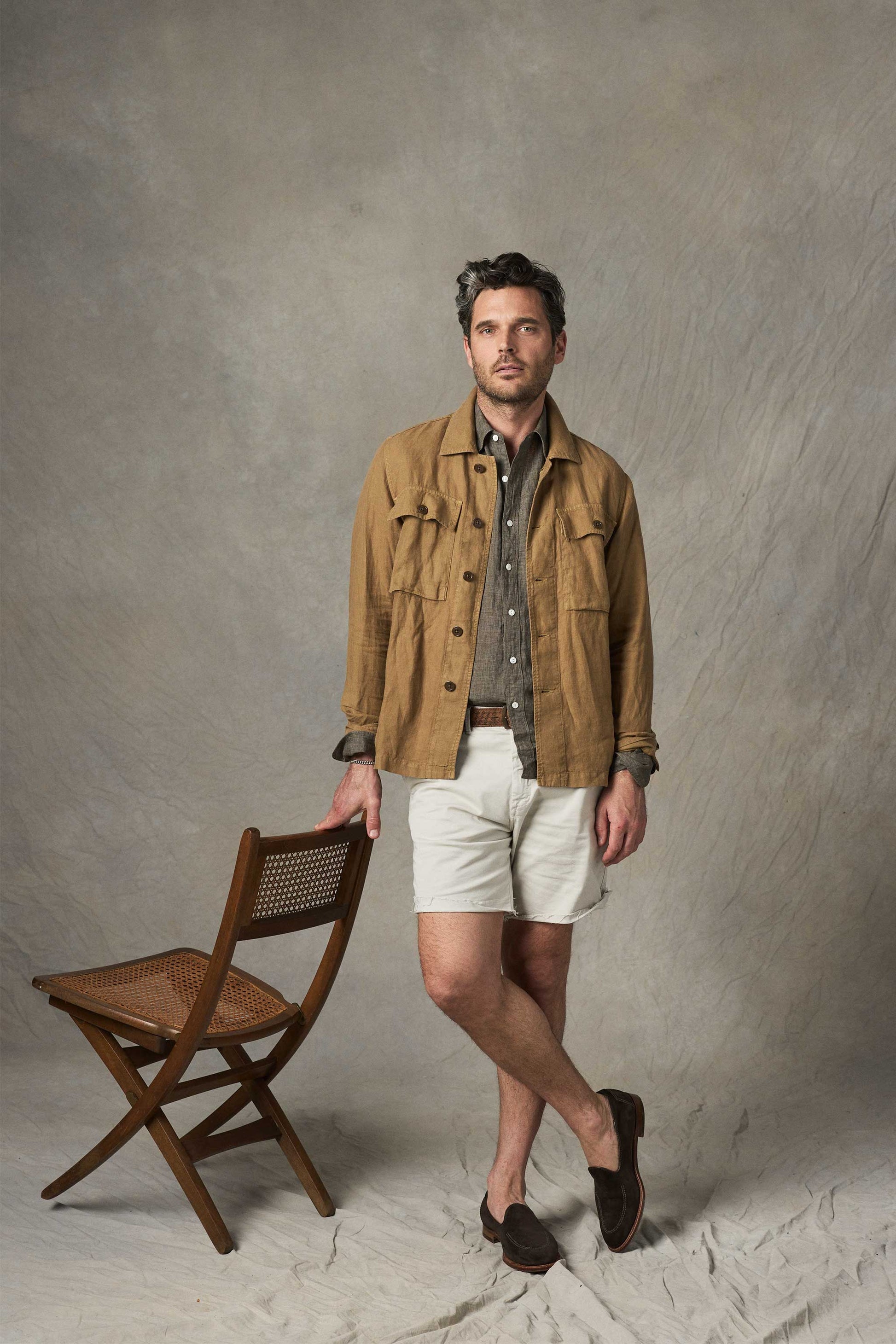 Rivay Linen Correspondent Jacket in Dark Wheat