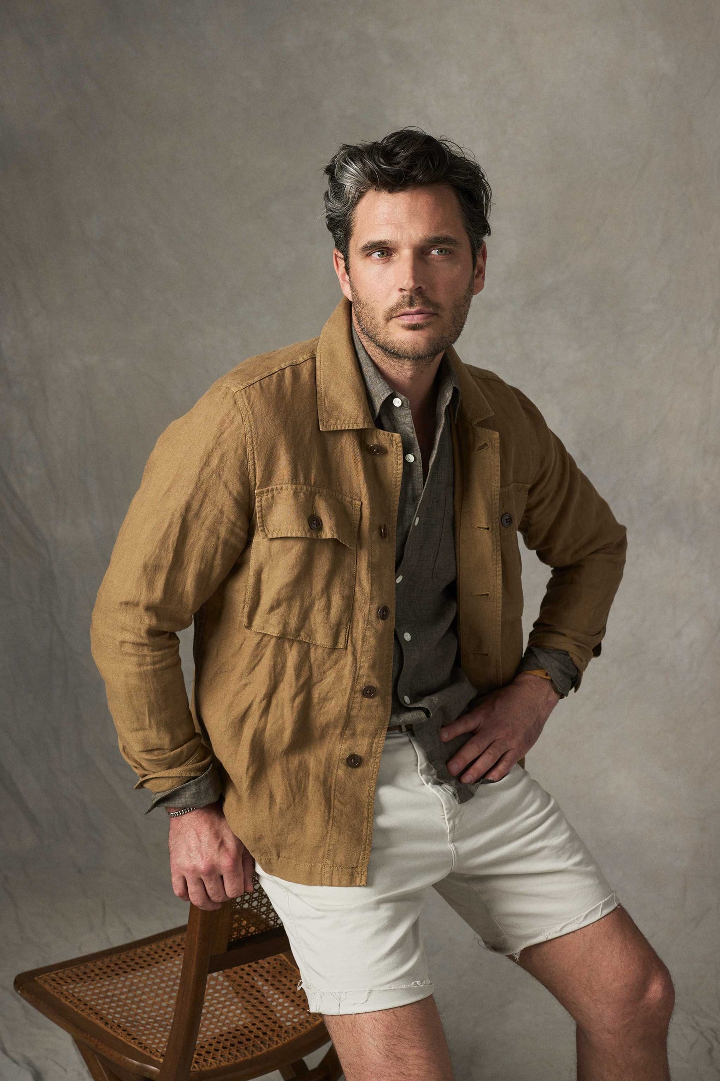 Rivay Isle Linen Shirt in Sage Brush
