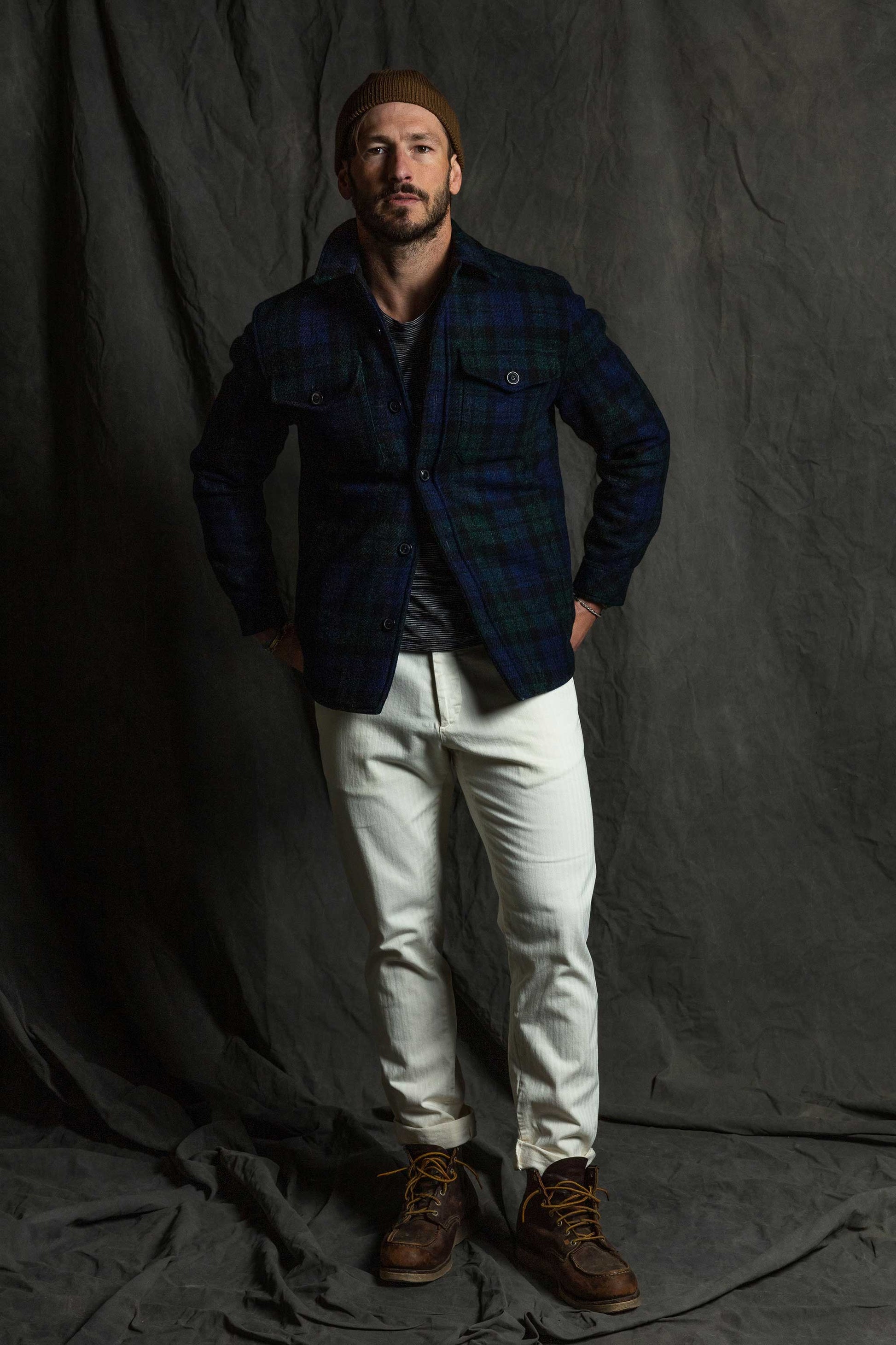Rivay Harris Tweed Wool CPO Shirt Jacket in Blackwatch