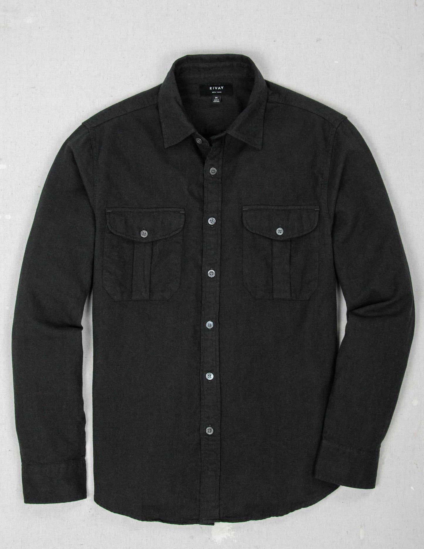 Cortina Brushed Cotton Camp Shirt in Dark Olive